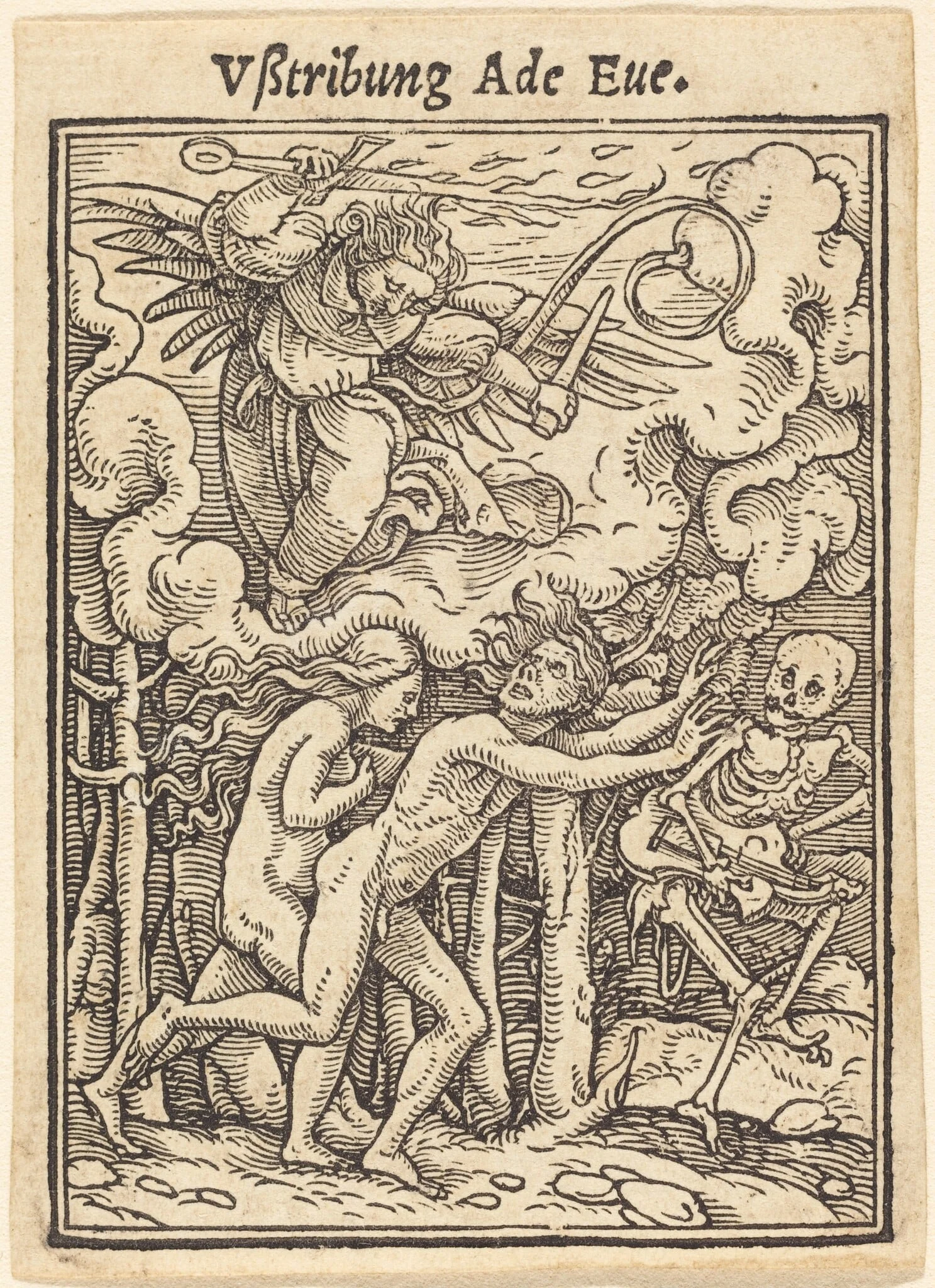 Vßtribung Ade Eue (Expulsion of Adam and Eve), by Hans Lützelburger, ink, 1526