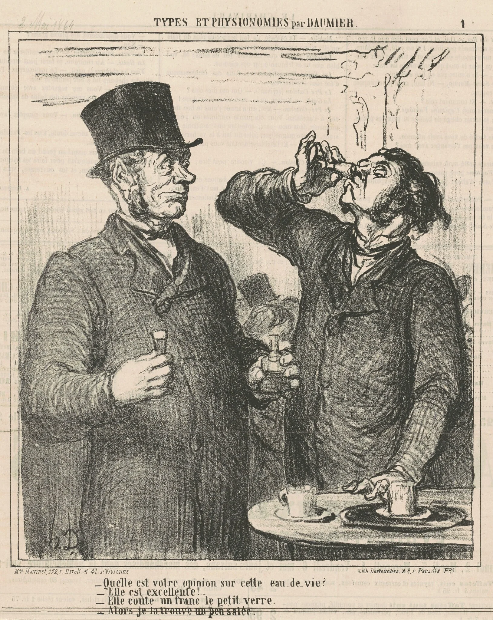 Quelle est votre opinion sur ..., by Honoré Daumier, ink, 1864