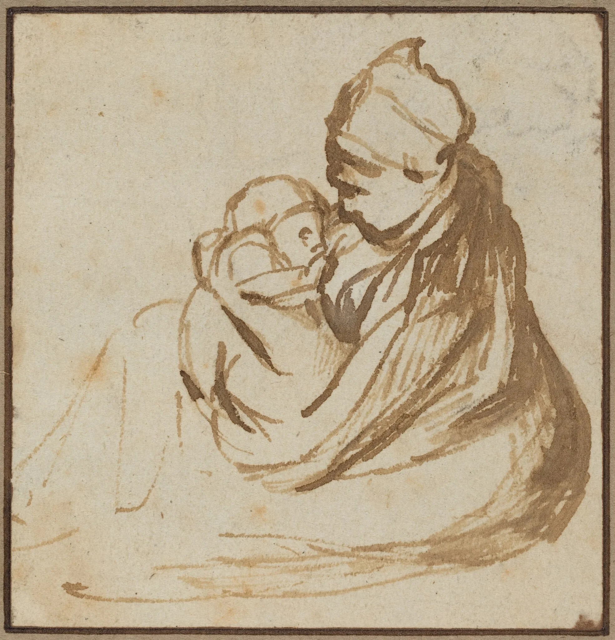 Mother and Child, by Unknown, ink, 1638