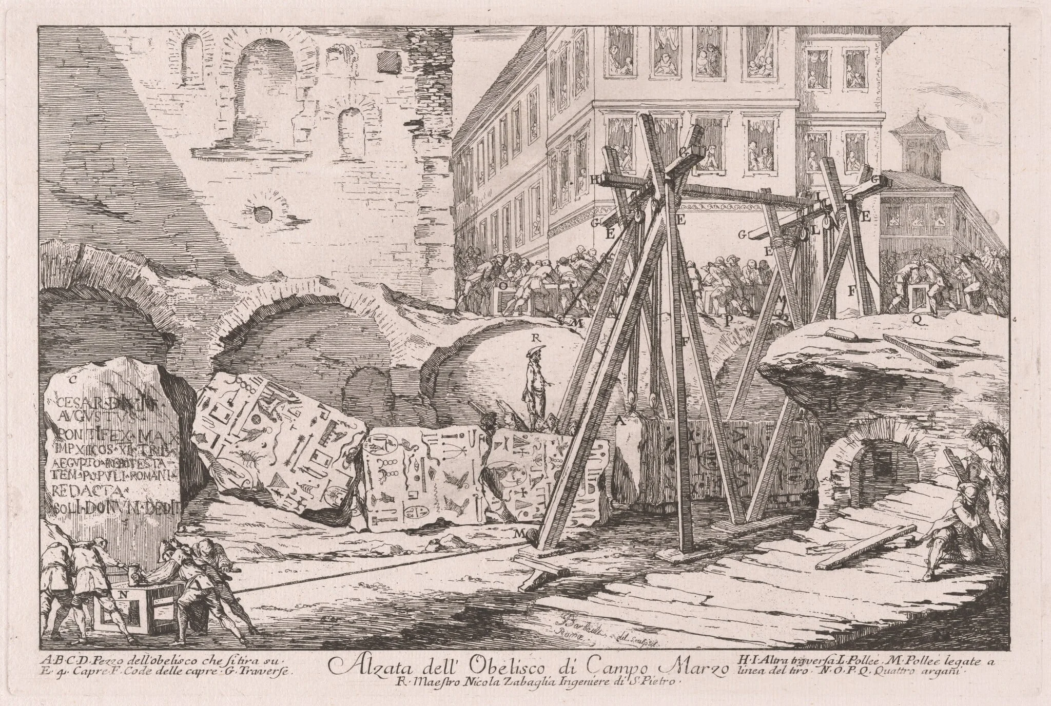 Alzata dell'Obelisco di Campo Marzio (Excavation of the Obelisk from the Campo Marzio)