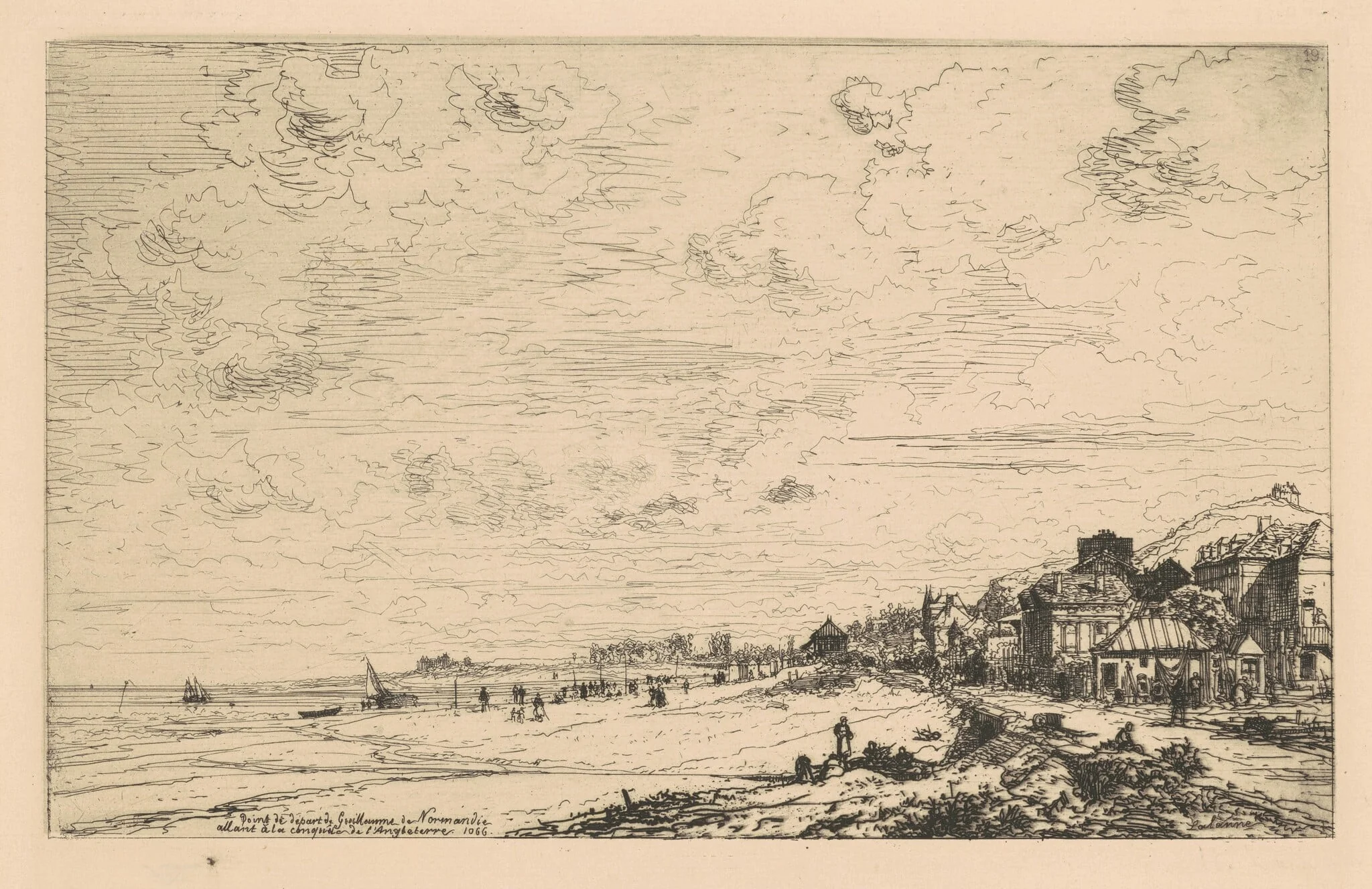 Beuzeval, Embouchure de la Dive (Calvados), by Maxime Lalanne, ink, 1868