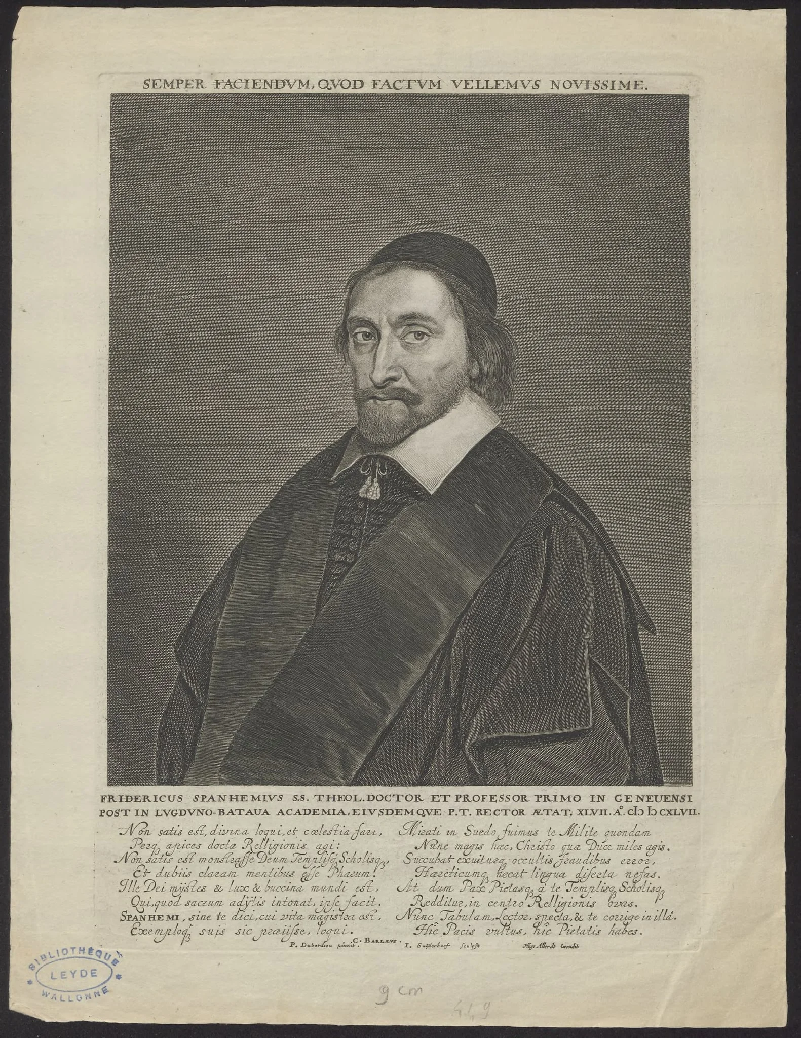 Portrait of Fridericus Spanhemius, professor of Theology