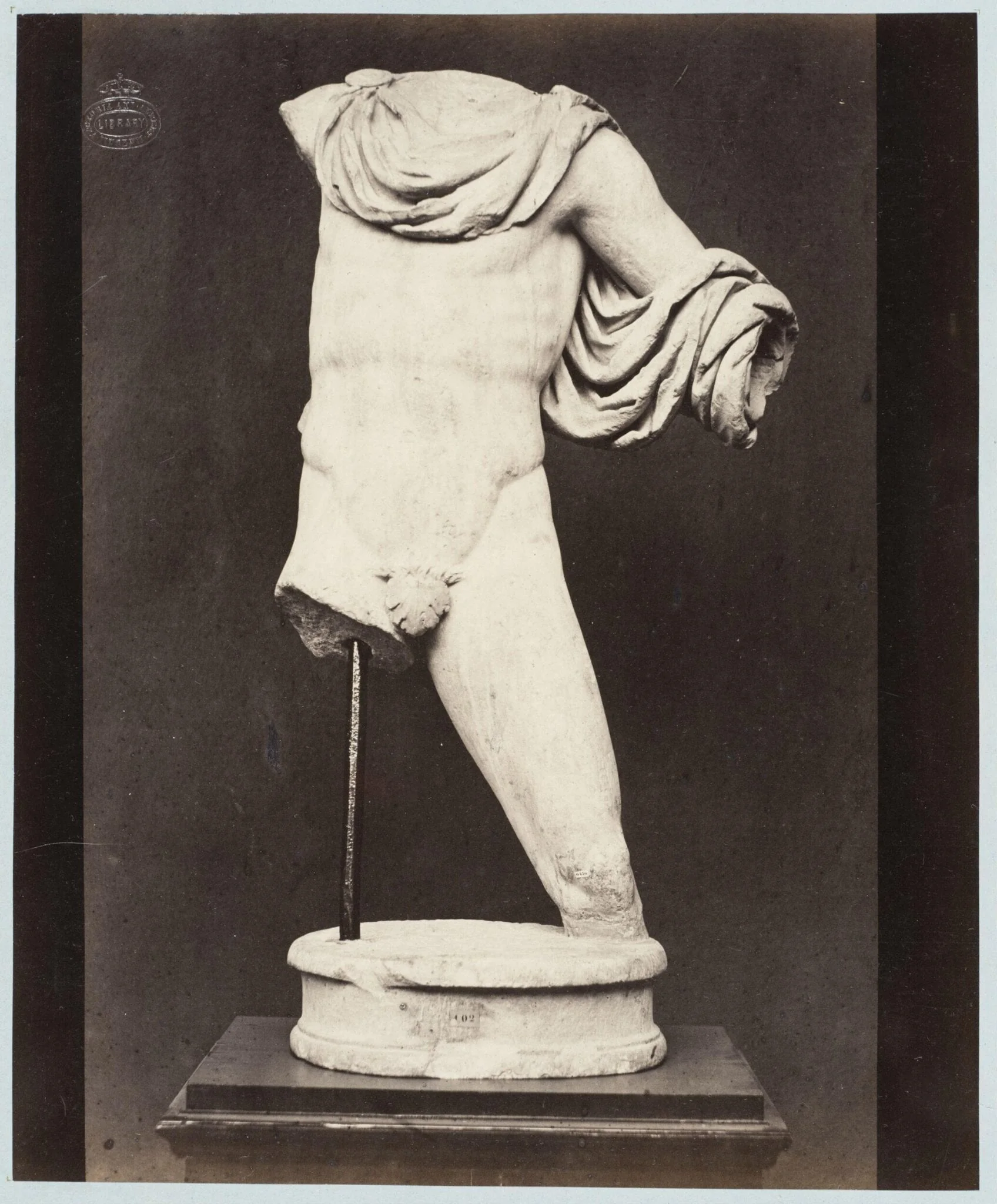Fragment of a small marble statue, by Louise Laffon, photographic, 1864