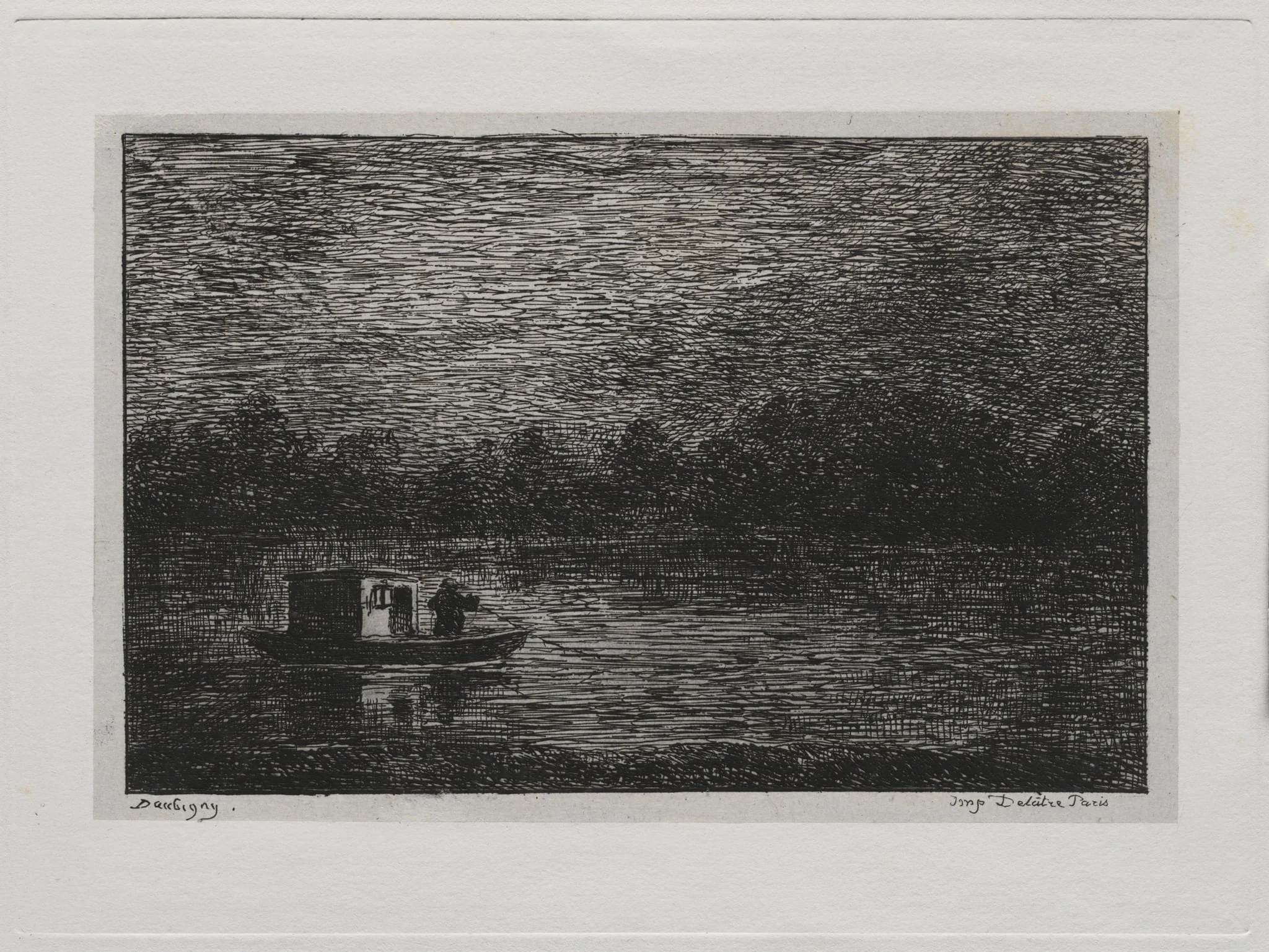 The Boat Trip:  Night Voyage or Net Fishing (second version), by Charles François Daubigny, 1861