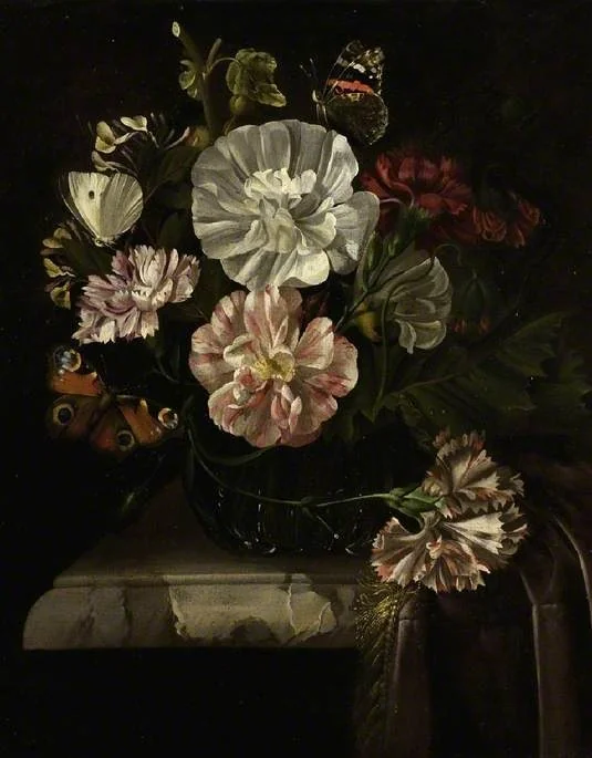 Vase of flowers, by Unknown, oil, 1674