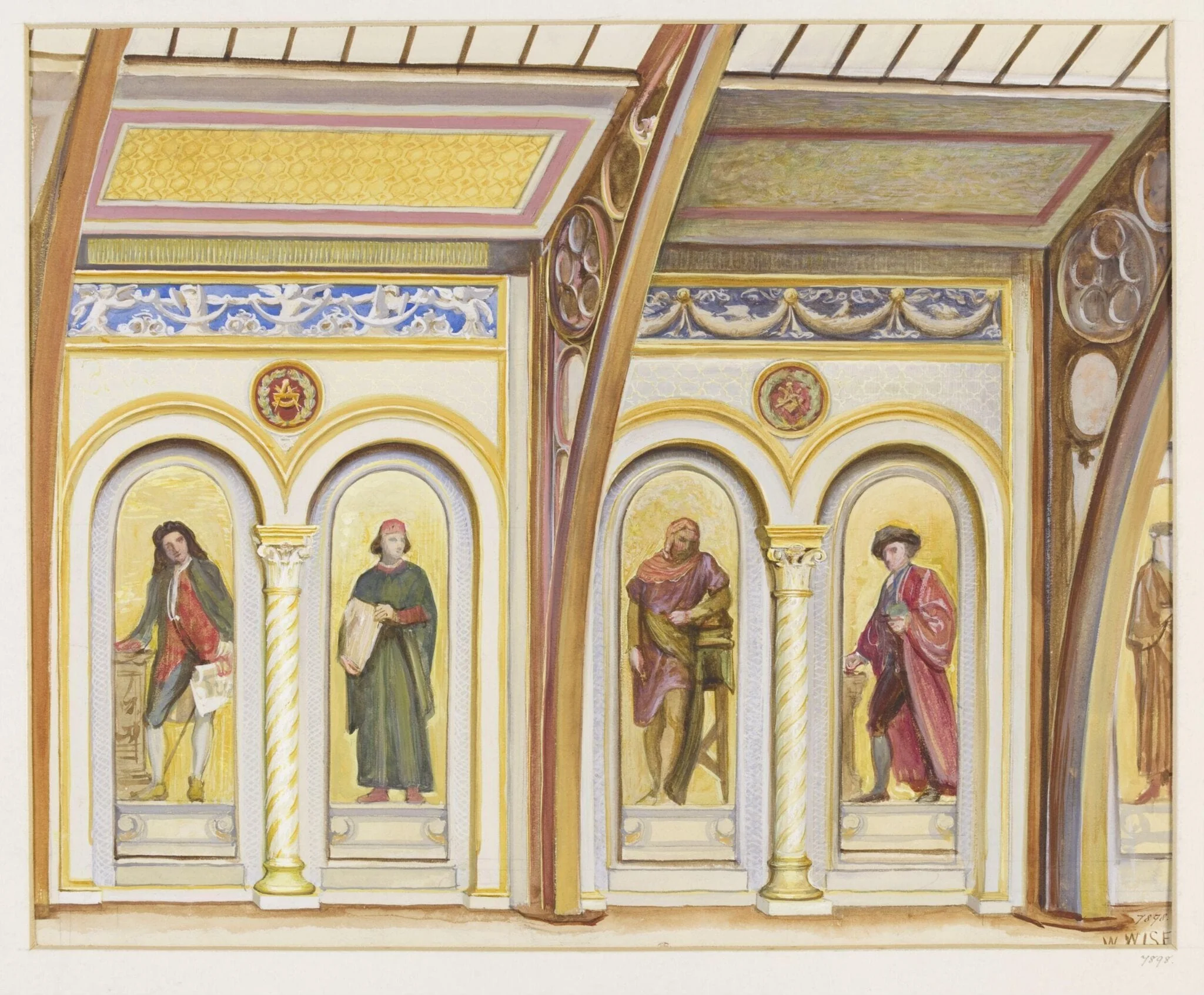 Interior of the South Court, by W. Wise, watercolor, 22