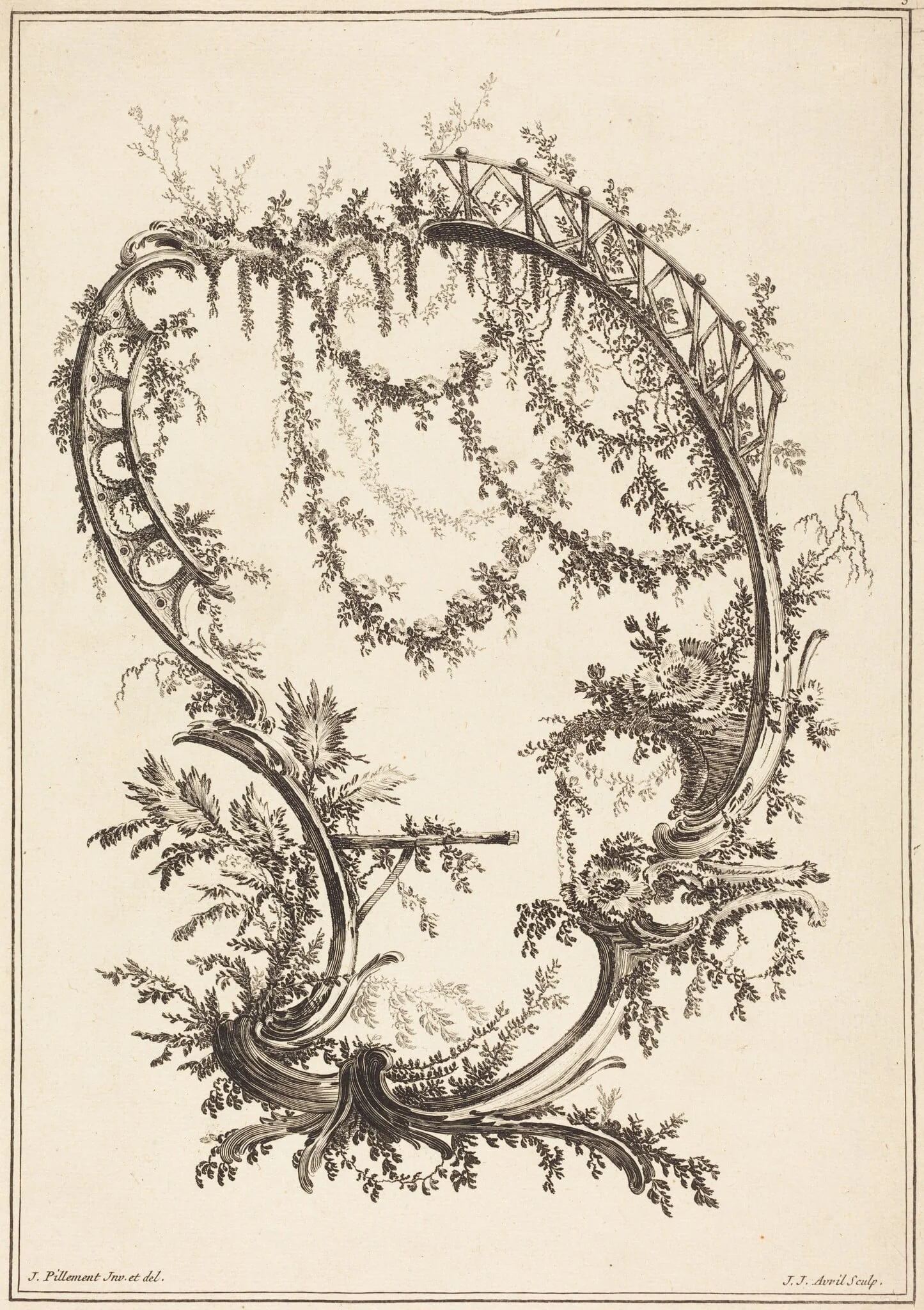Ornament with a Strut and a Railing, by Jean-Jacques Avril I, ink, 1788