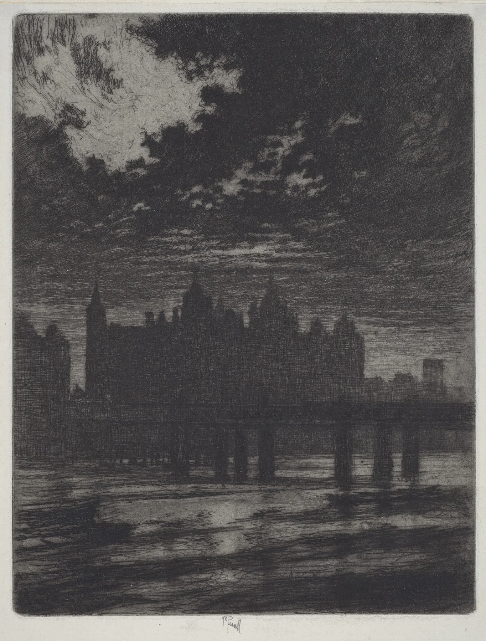 Whitehall Court, by Joseph Pennell, ink, 1903