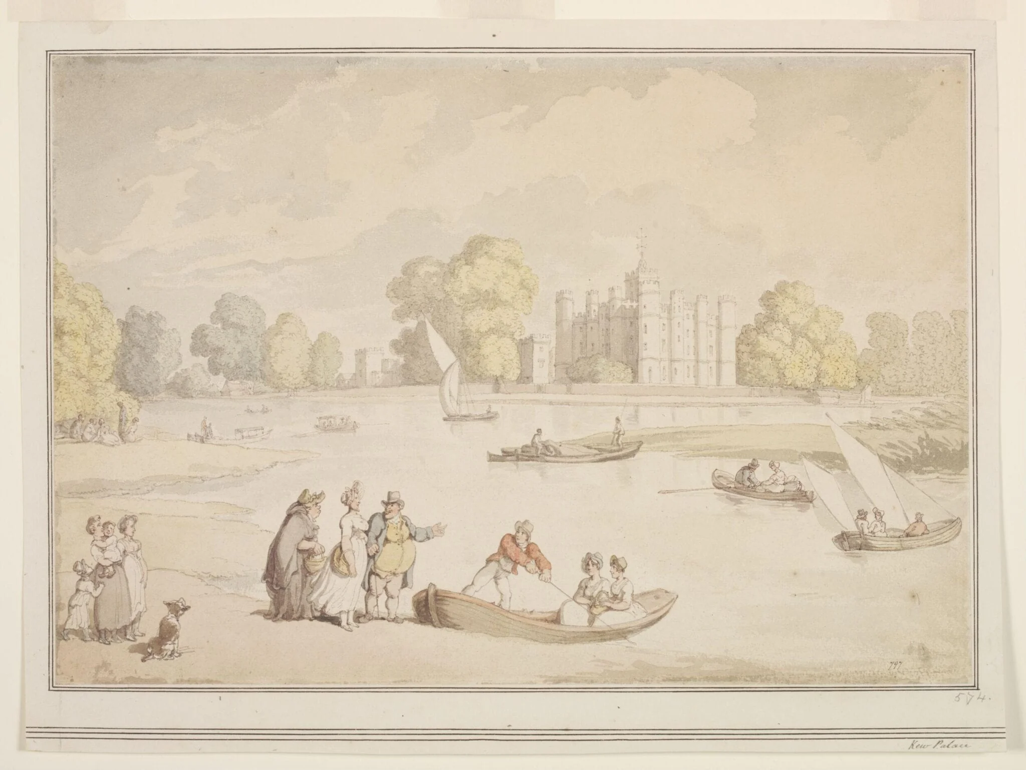 Kew Palace, by Thomas Rowlandson, watercolor, 1850