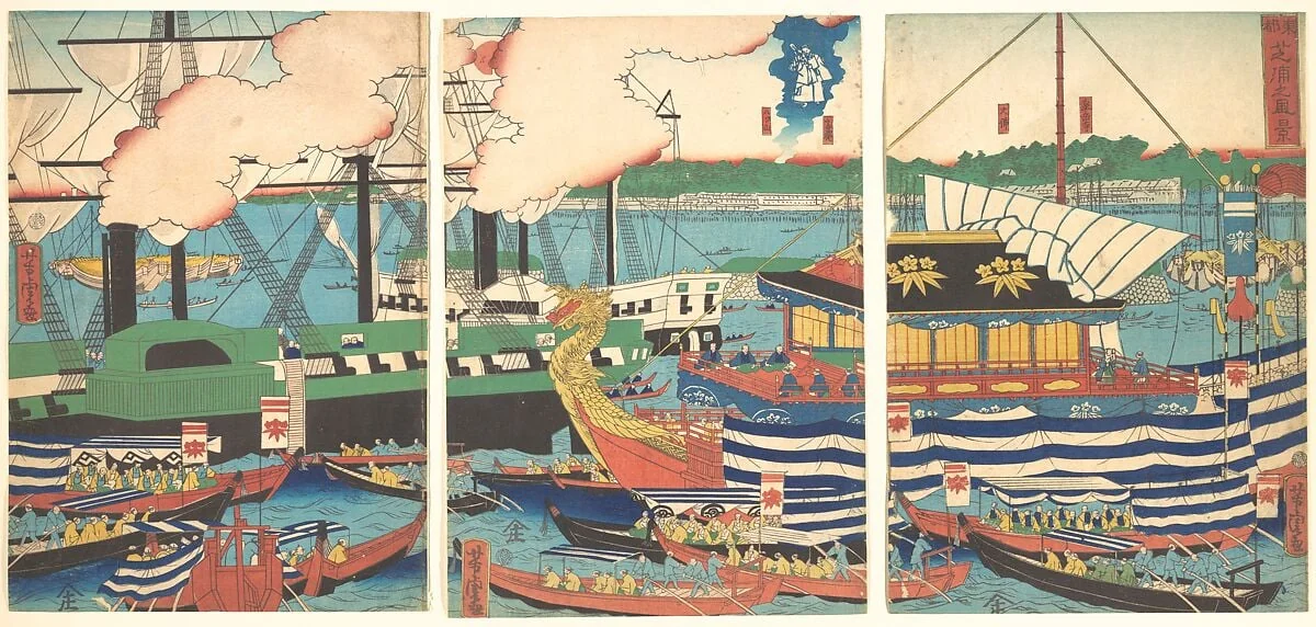 東都芝浦之風景|View of Shibaura, from the series Eastern Capital (Tōto, Shibaura no fūkei), by Utagawa Yoshitora, ink, 6