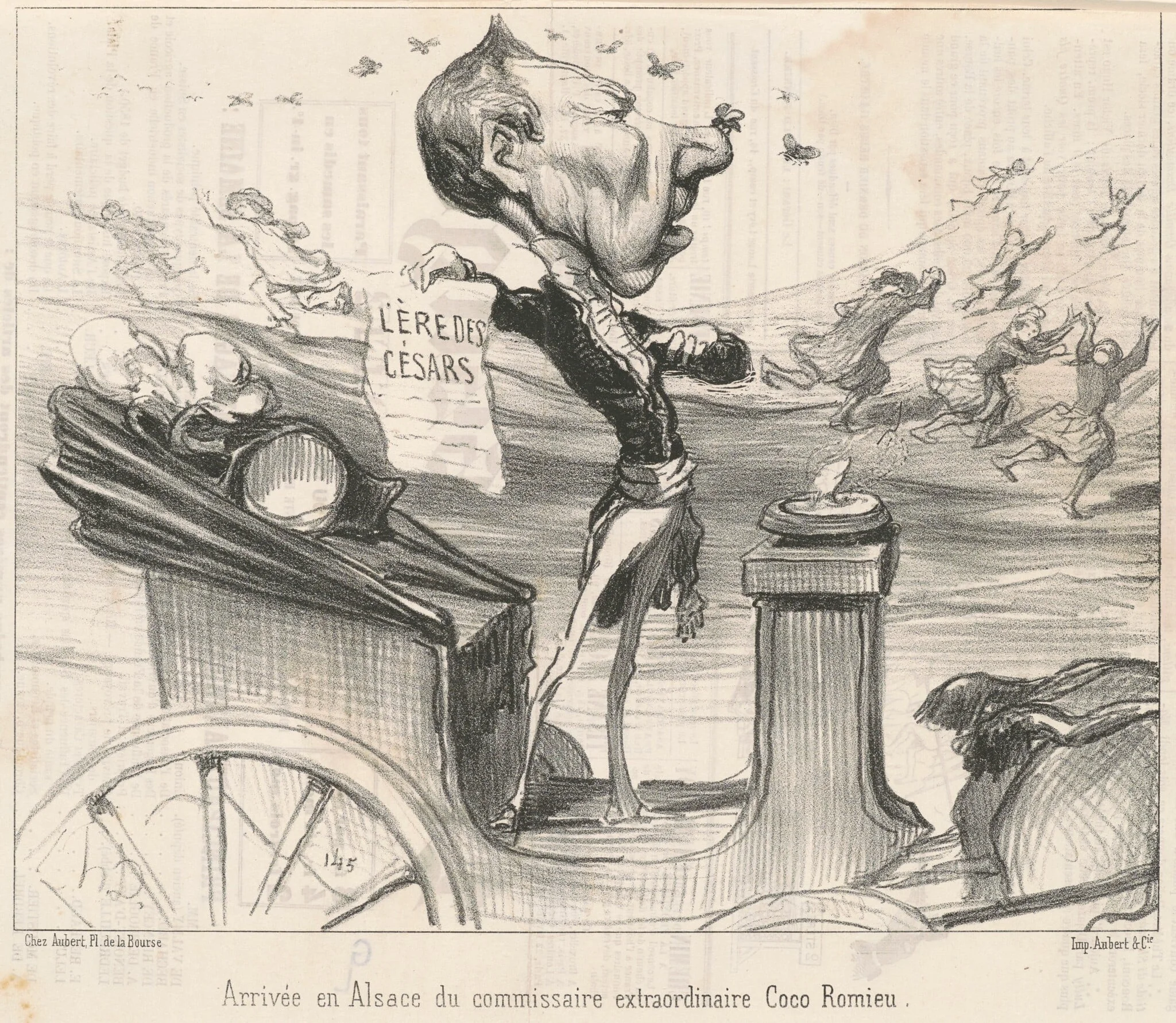 Arrivée en Alsace du commissaire ..., by Honoré Daumier, ink, 1850
