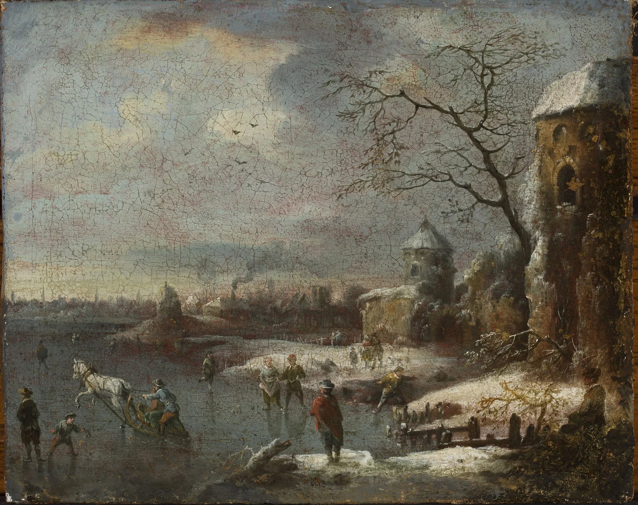 Winter landscape, by Johann Christian Vollerdt, oil, 1800