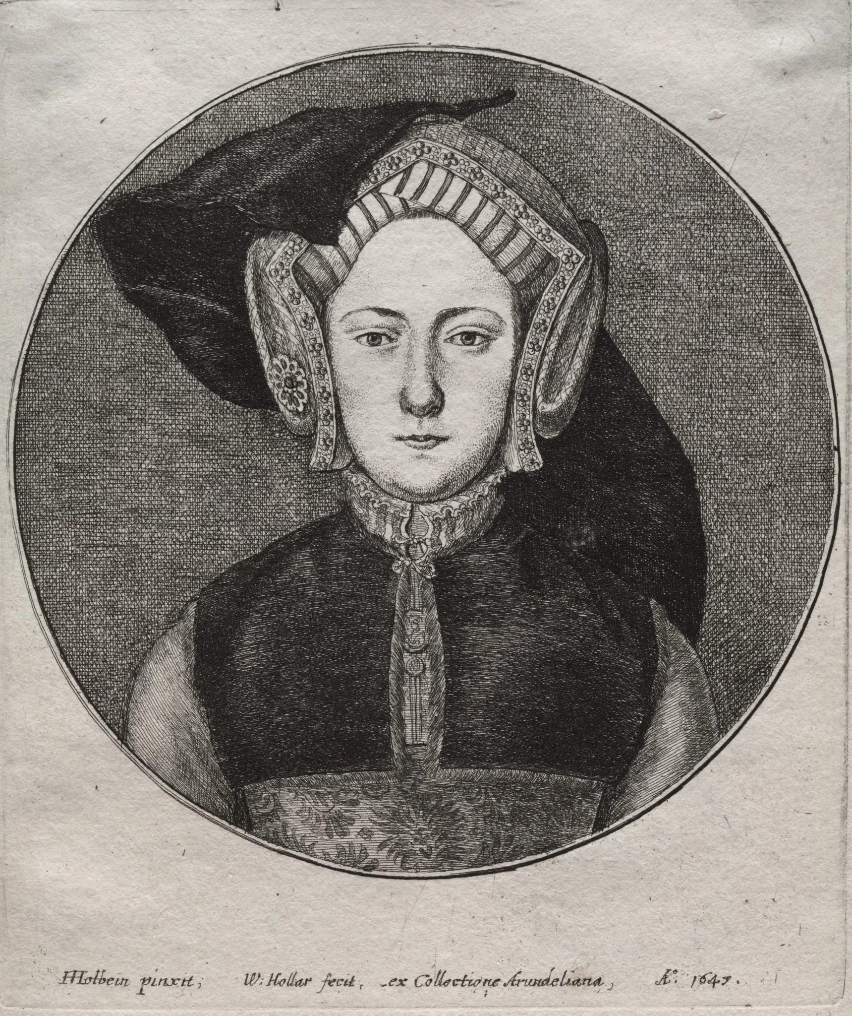 Catherine of Aragon, by Wenceslaus Hollar, 1647