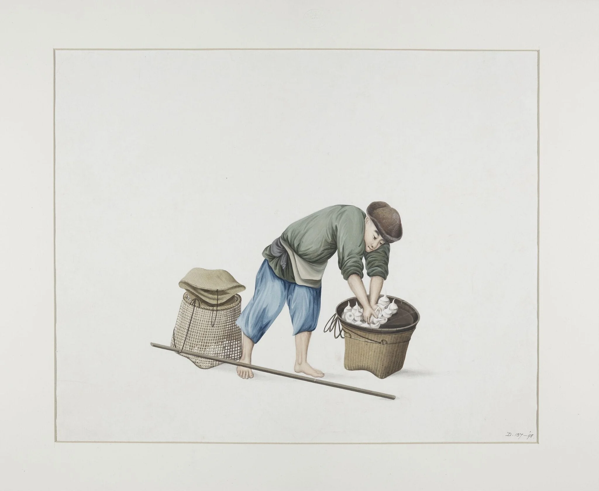 Man Selling Arowhead Plants, by Puqua, paint, 1790