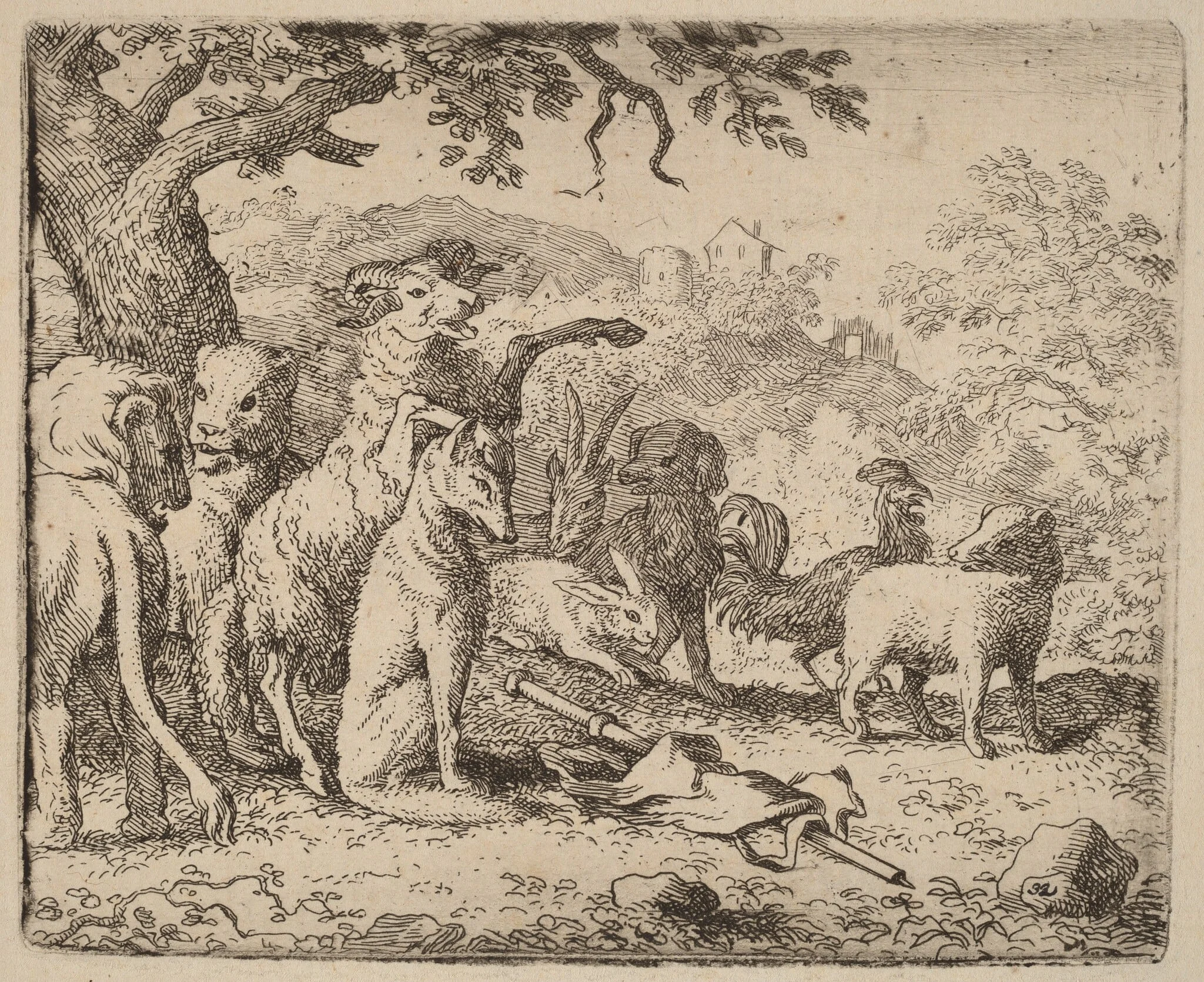The Ram Blesses Reynard, by Allart van Everdingen, ink, 1650