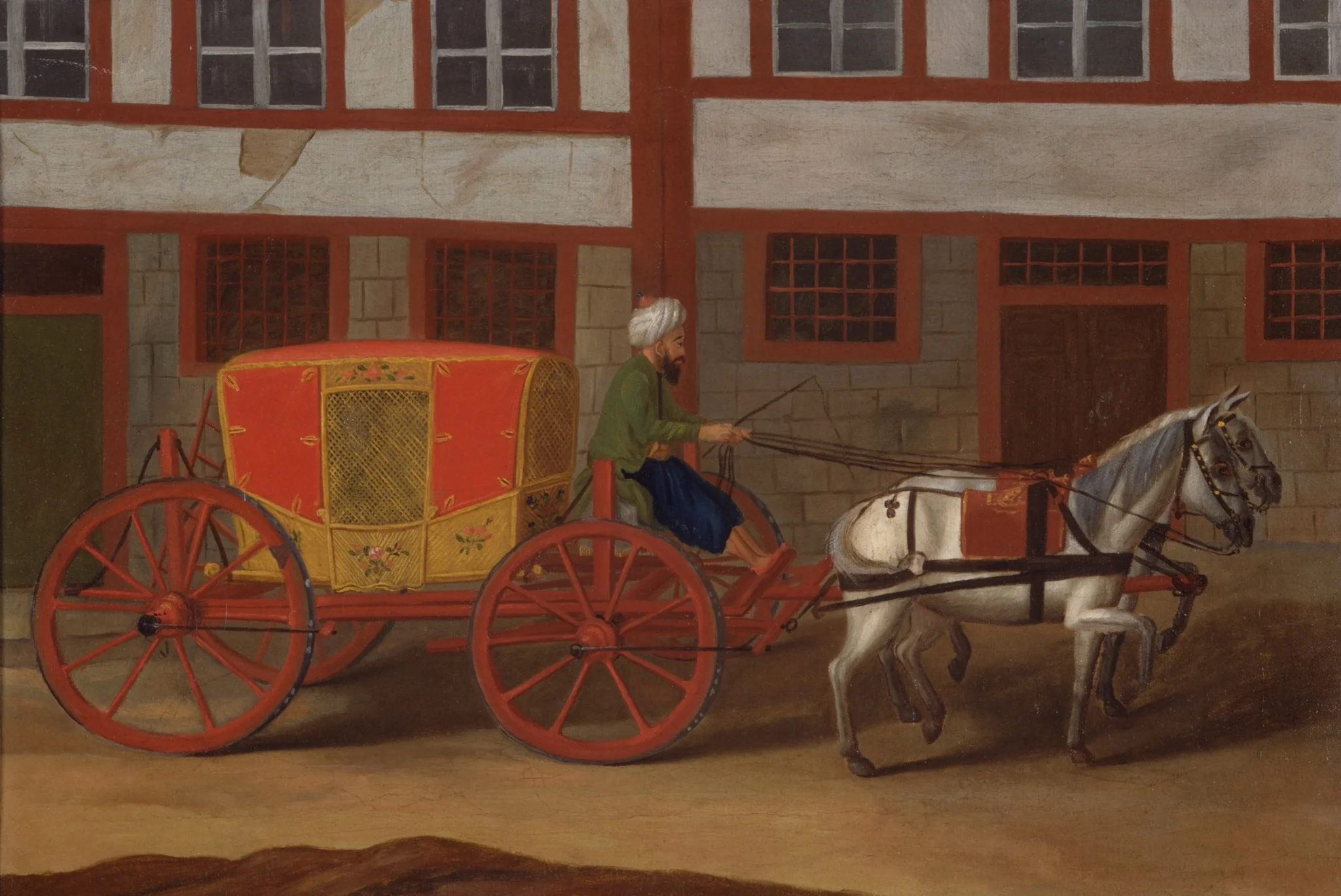 A Coachman with a Team of Horses and Covered Carriage, by Unknown, unspecified, 1750