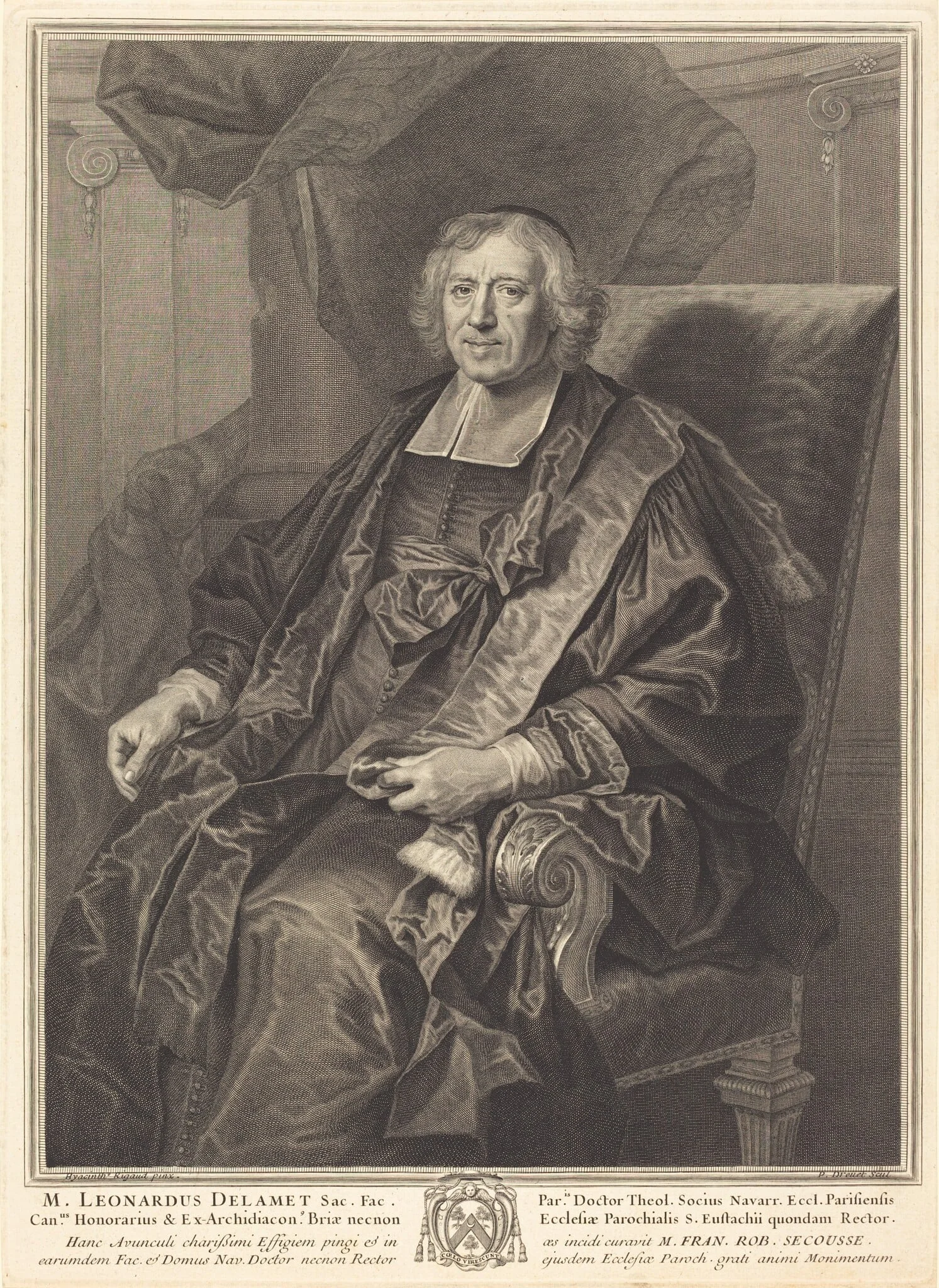 Leonard de Lamet, by Pierre Drevet, ink, 1700