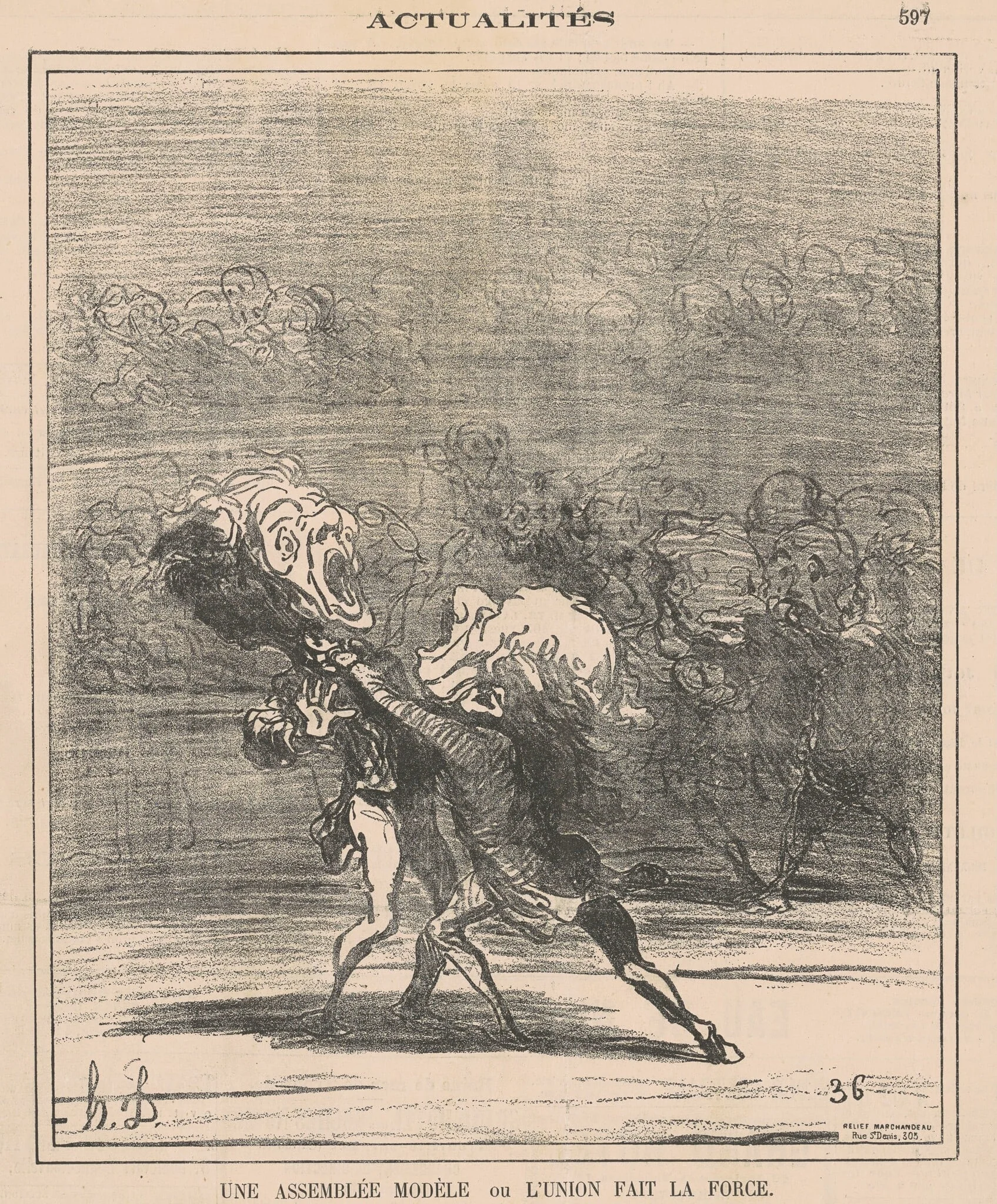 Une assembleé modèle ..., by Honoré Daumier, ink, 1871