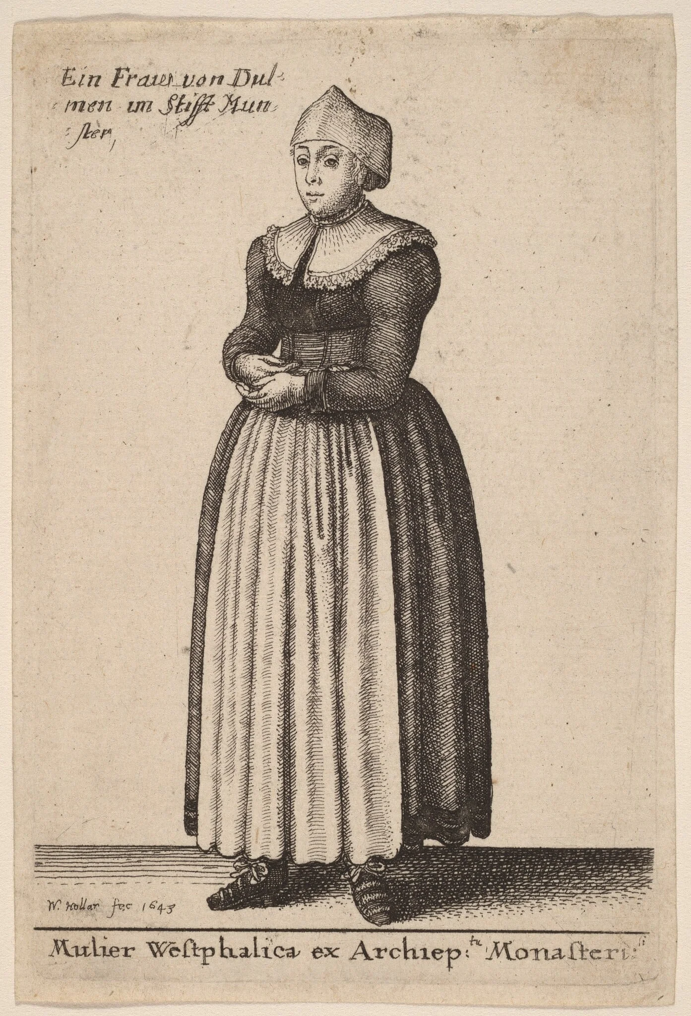 Mulier Westphalica ex Archiep Monasteri, by Wenceslaus Hollar, ink, 1643