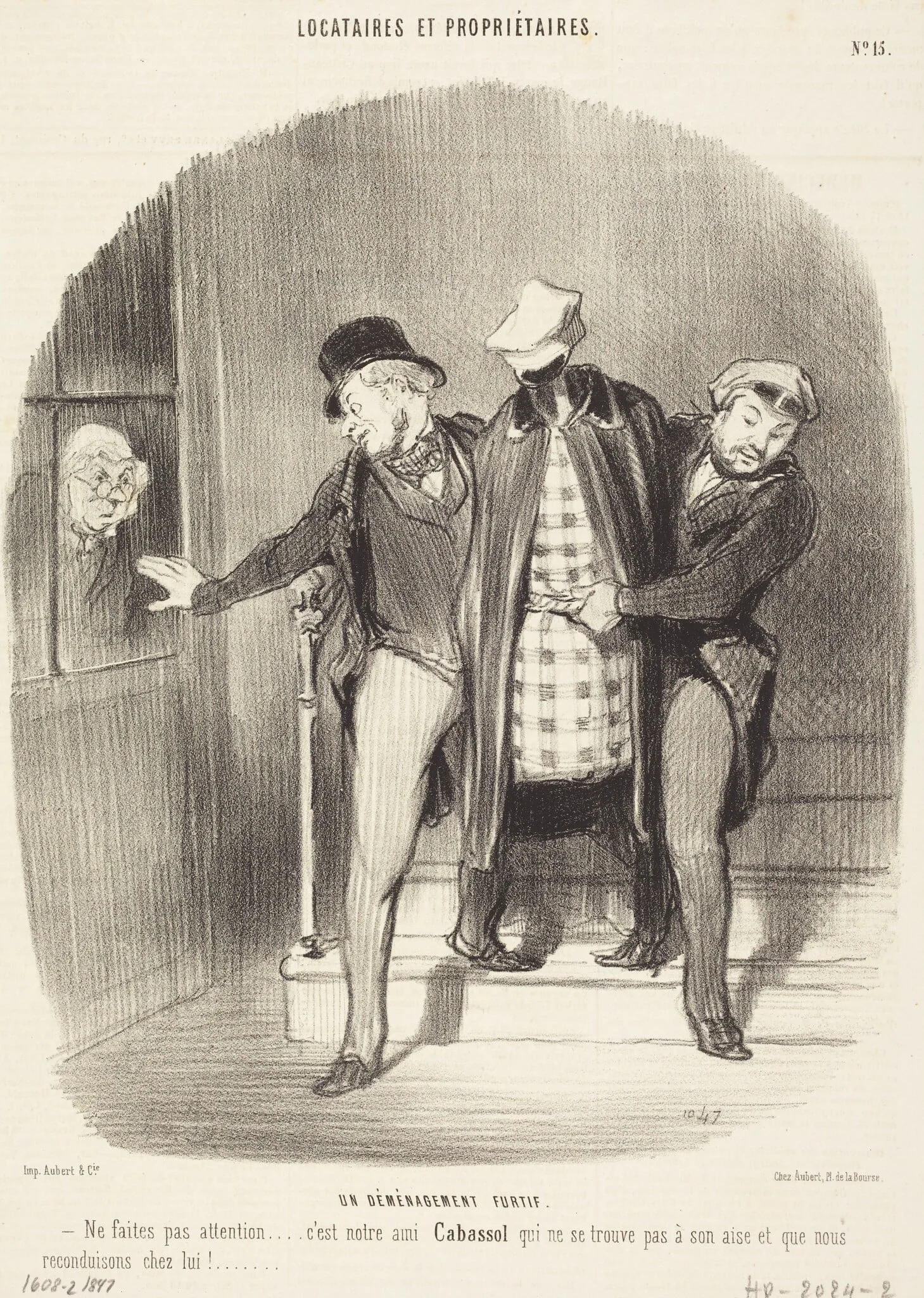 Un Déménagement furtif, by Honoré Daumier, ink, 1847
