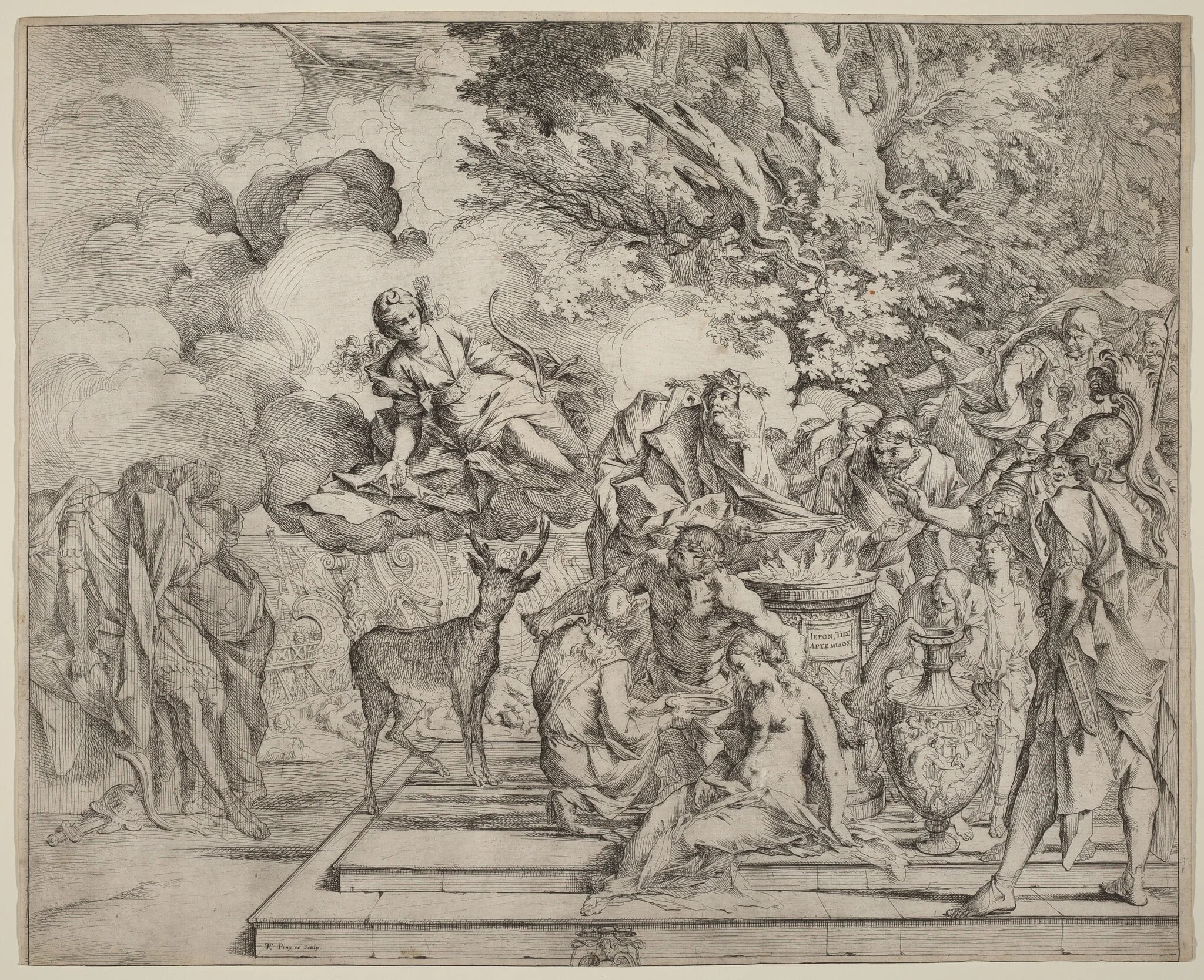 The Sacrifice of Iphigenia, by Pietro Testa, ink, 1641