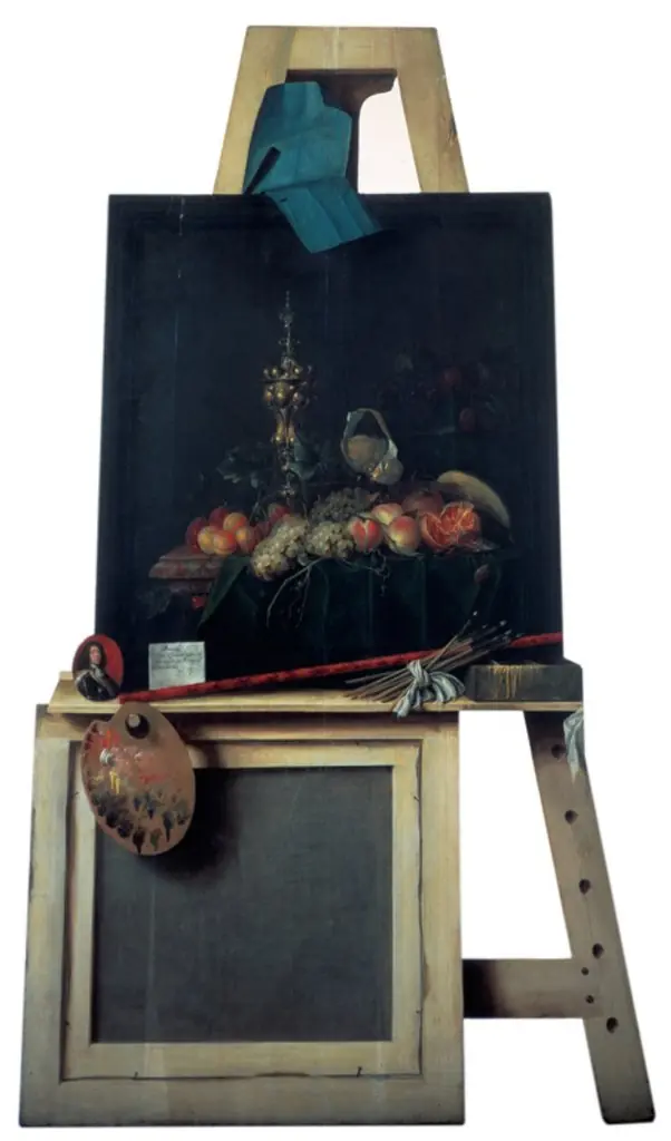 Cut-Out Trompe l'Oeil Easel with Fruit Piece