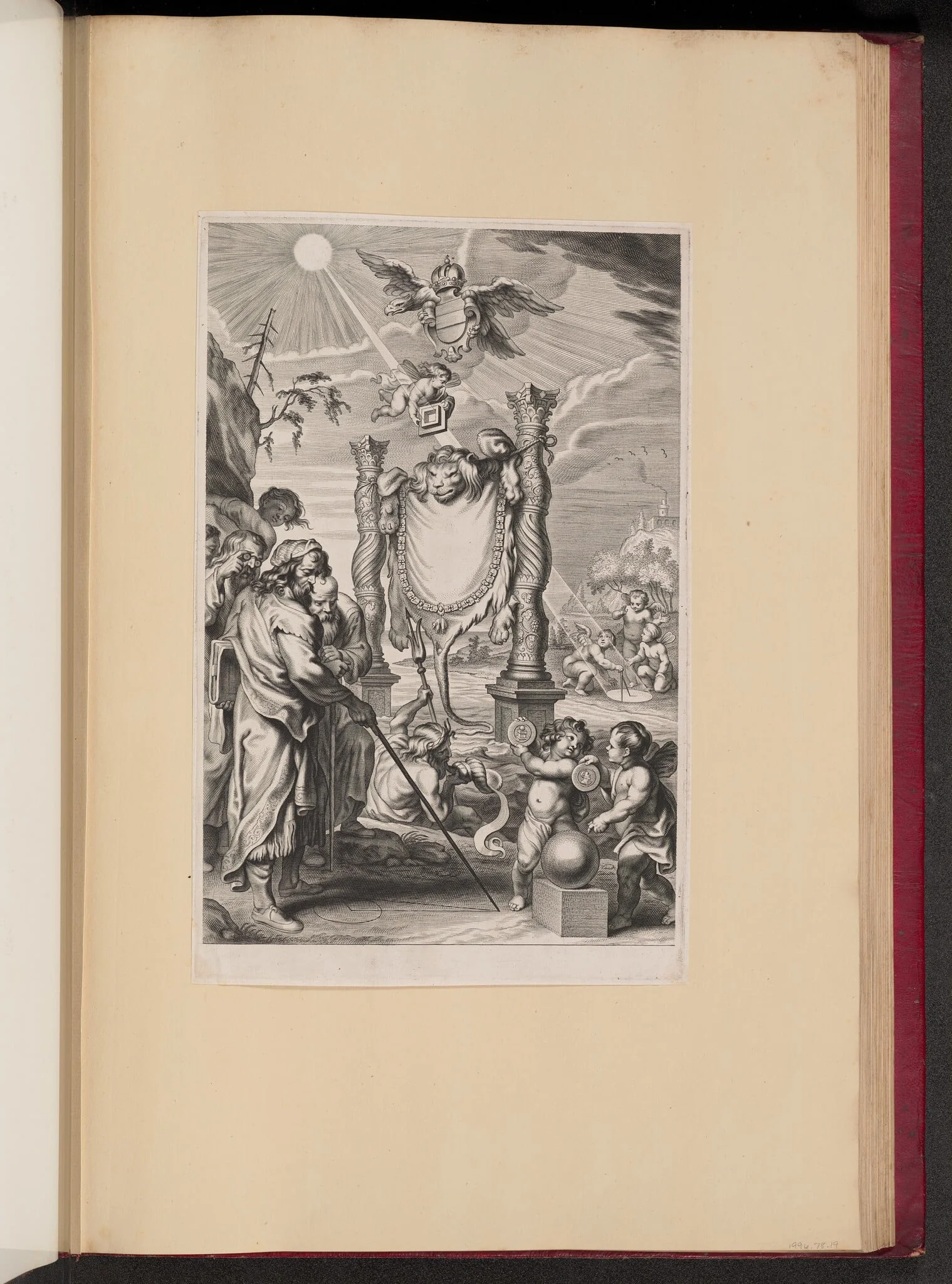 Title Page for G. de St. Vincent, Opus Geometricum Quadraturae Circuli, by Cornelis Galle II, ink, 1647