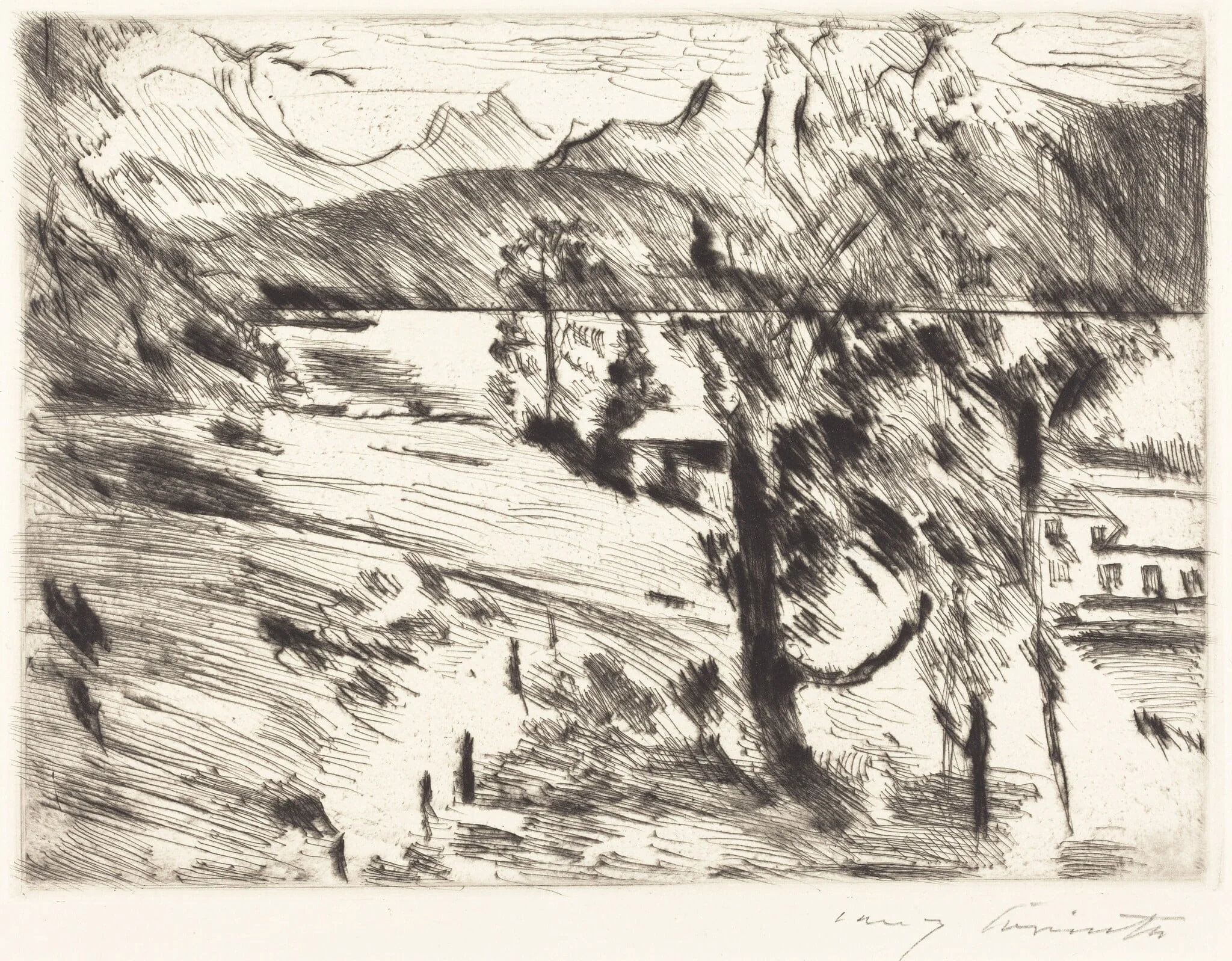 Walchensee landschaft (Walchensee Landscape), by Lovis Corinth, ink, 1919