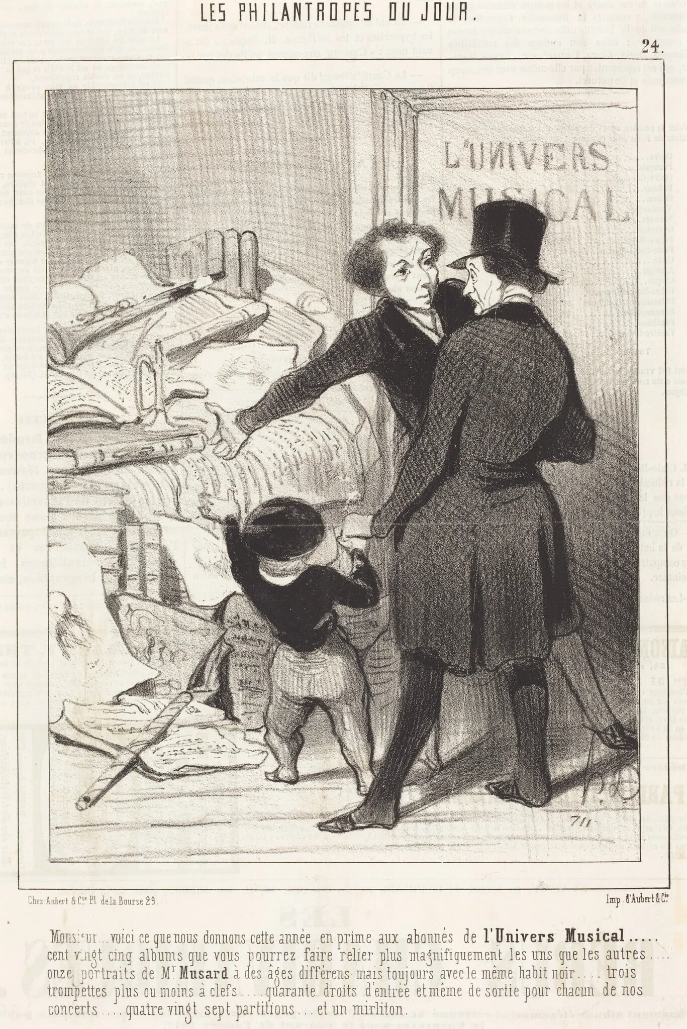 Monsieur... voici ce que nous donnons... en prime..., by Honoré Daumier, ink, 1845