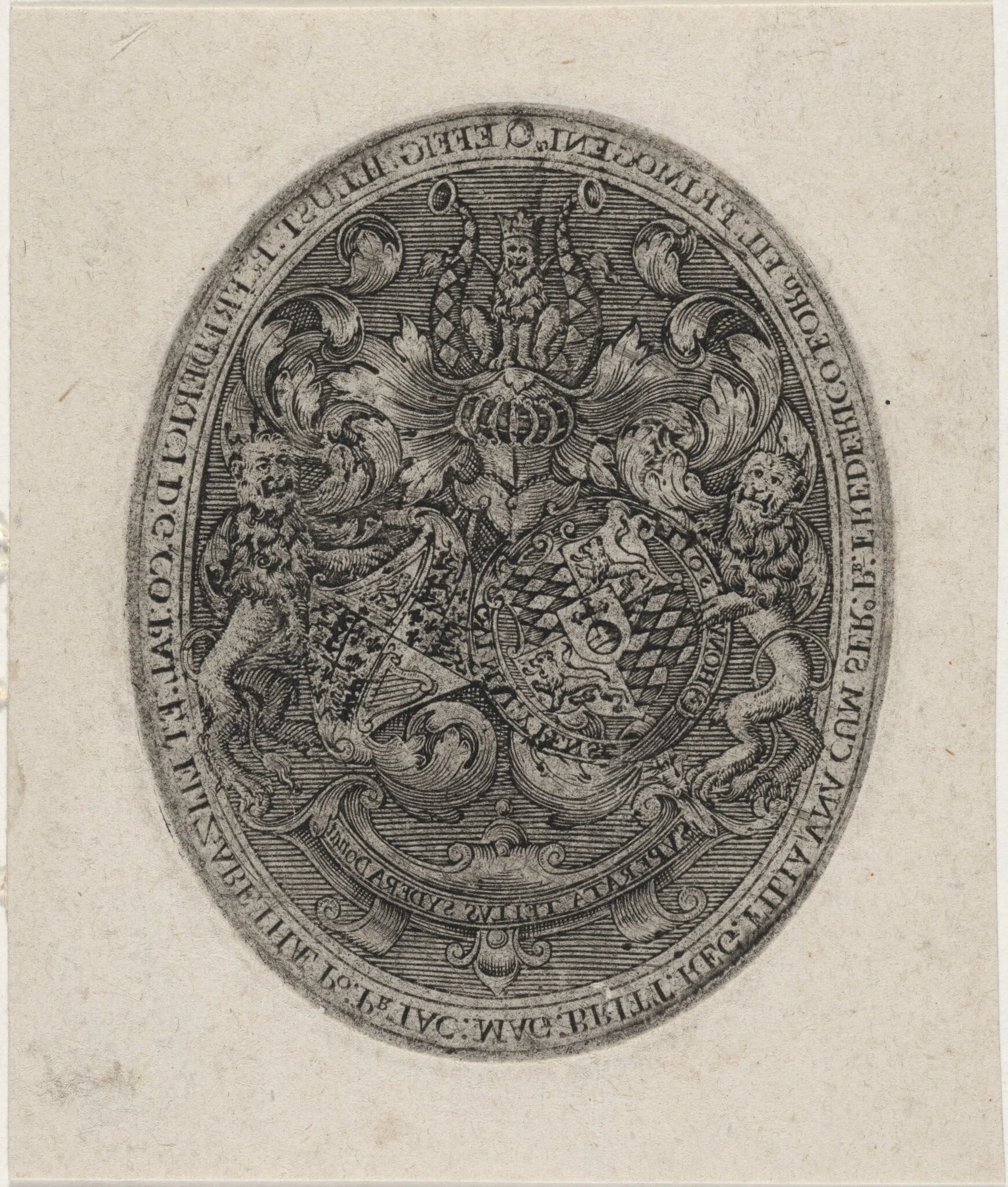 Shields of Frederick V, Elizabeth, and  Prince Frederick Henry, by Simon van de Passe, ink, 1621