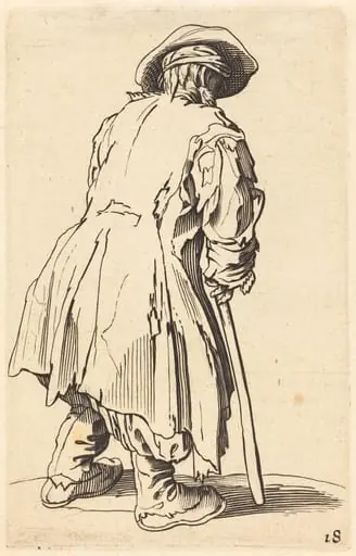 Old Beggar with One Crutch
