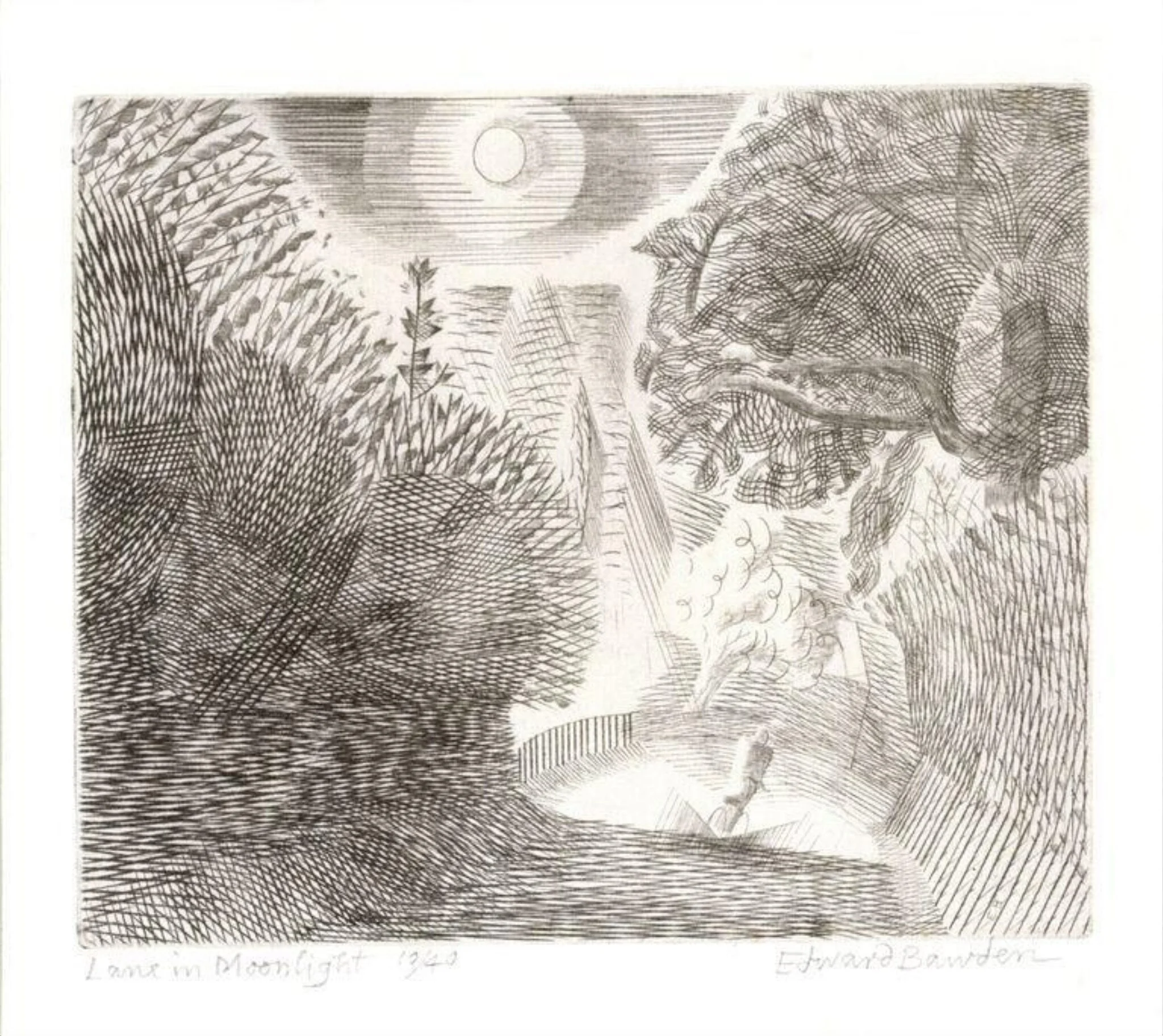 Lane in Moonlight, by Edward Bawden, 1928