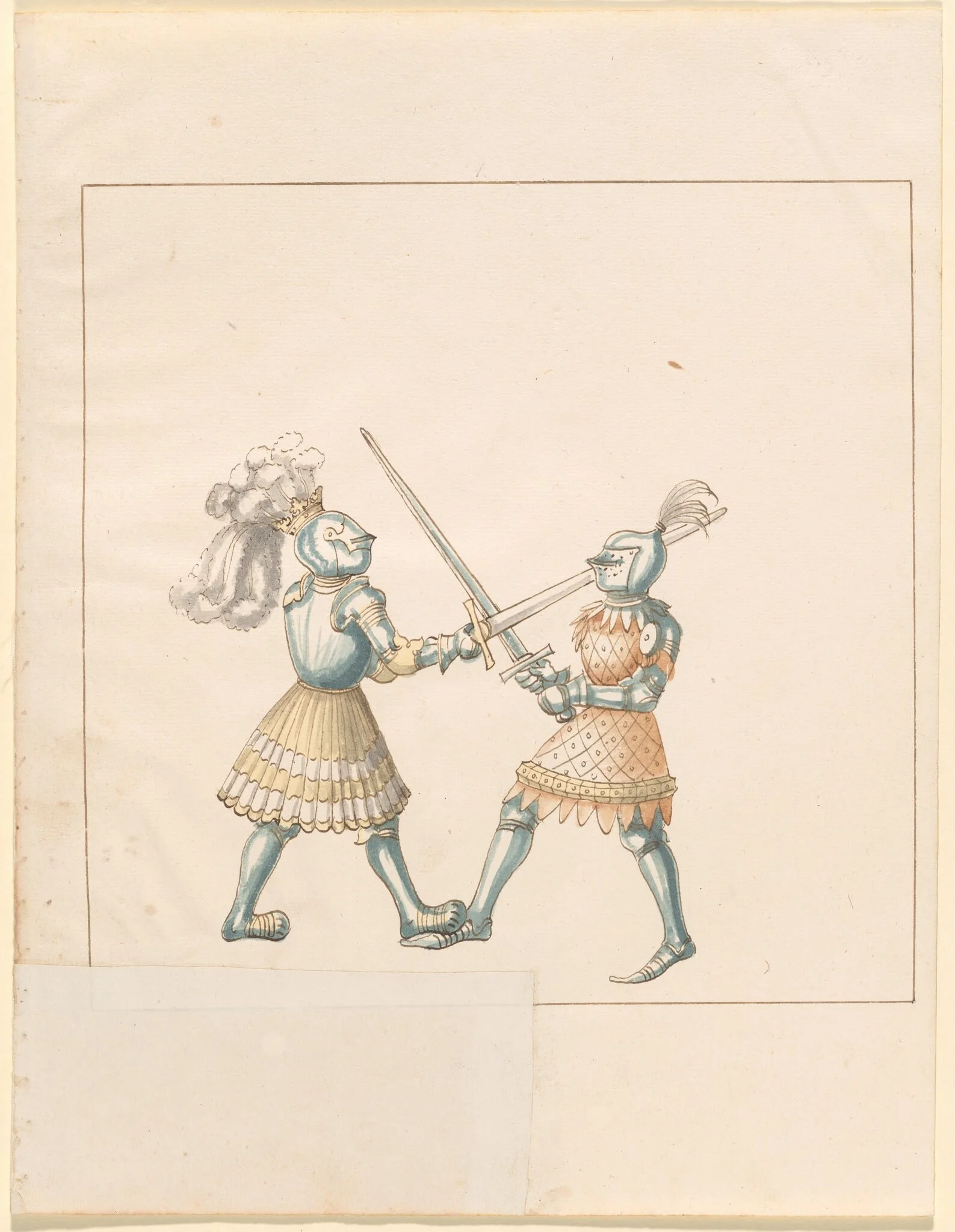 Foot Combat with Longswords, by German 16th Century, ink, 1514