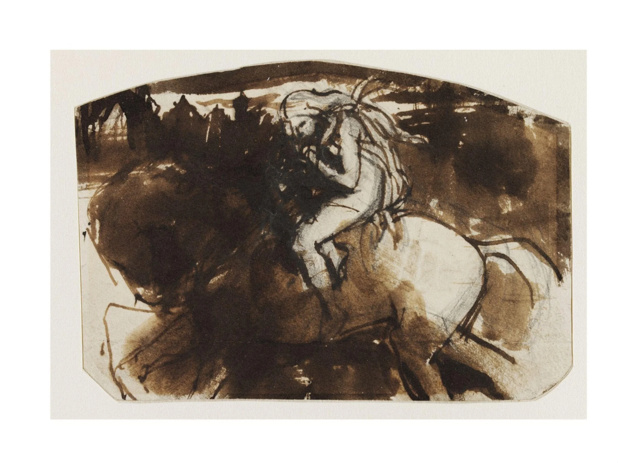 Drawing of a girl on a horse, by Daniel Maclise, 1825