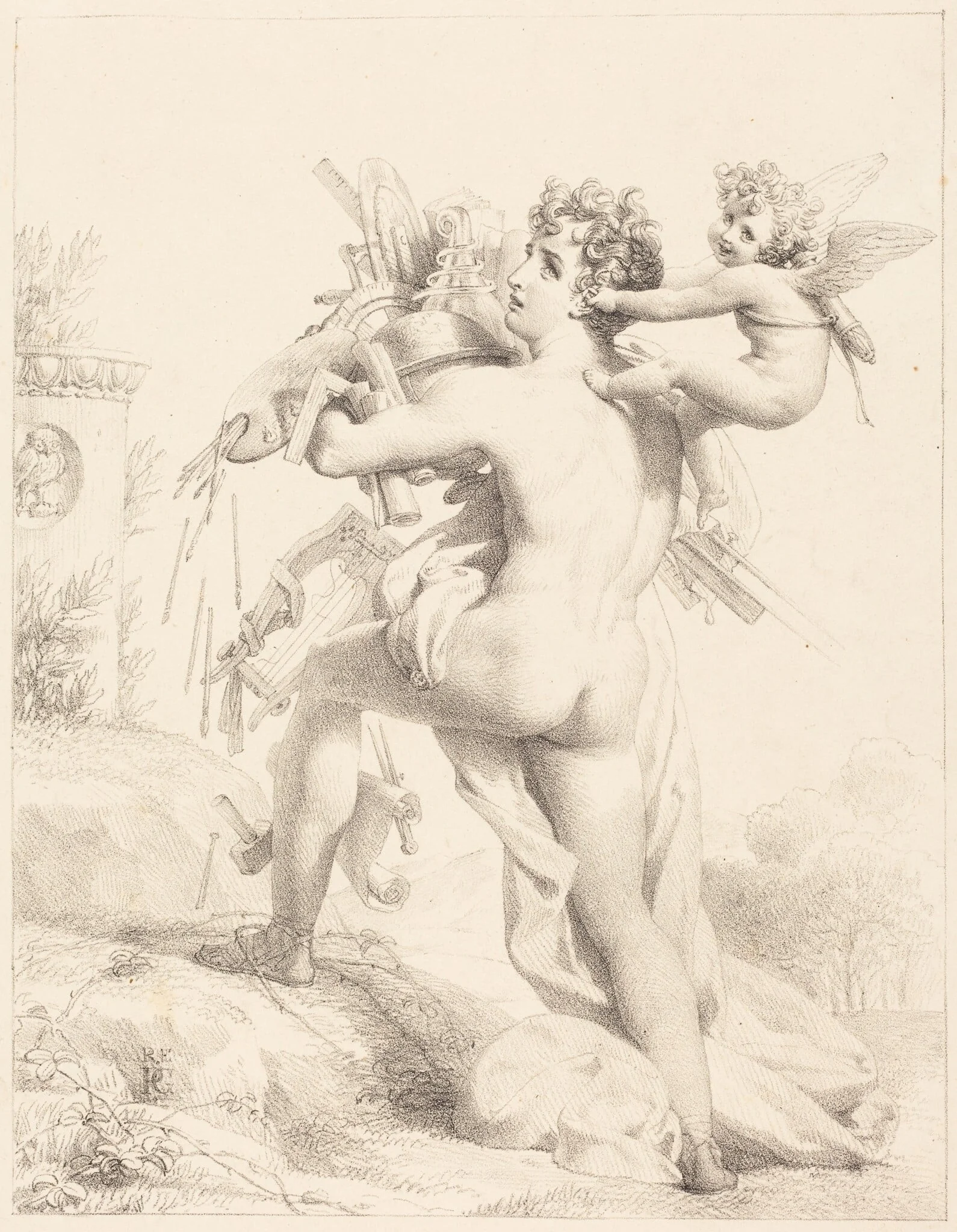 Grasp All, Lose All (Qui trop embrasse, mal etrient), by Pierre-Narcisse Baron Guerin, ink, 1816