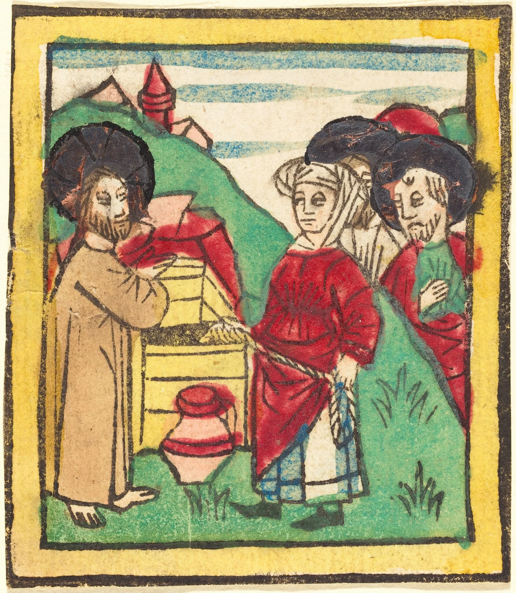 Christ and the Woman of Samaria, by German 15th Century, ink, 1450