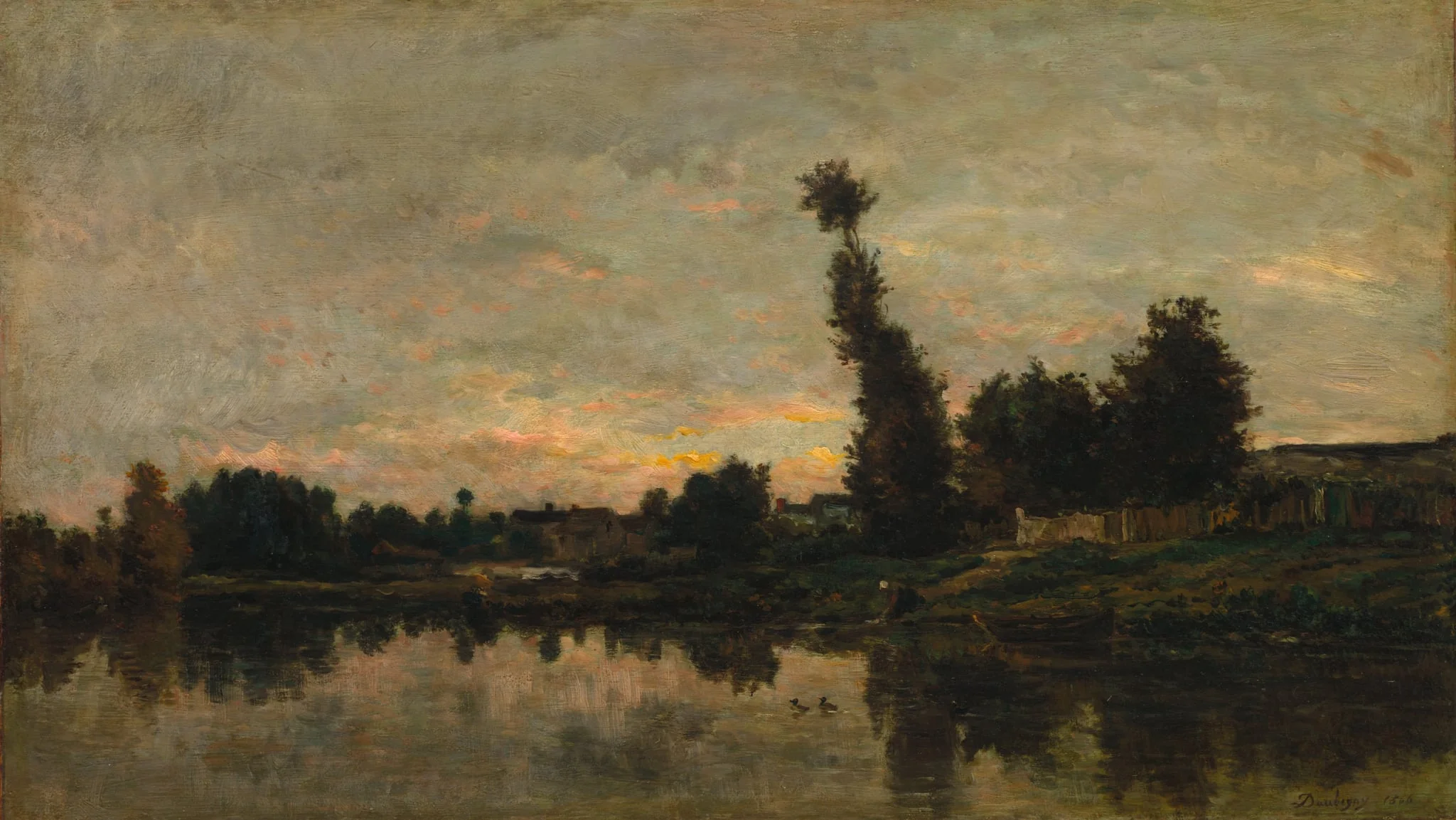Sunset on the River Oise, by Charles François Daubigny, unspecified, 1866