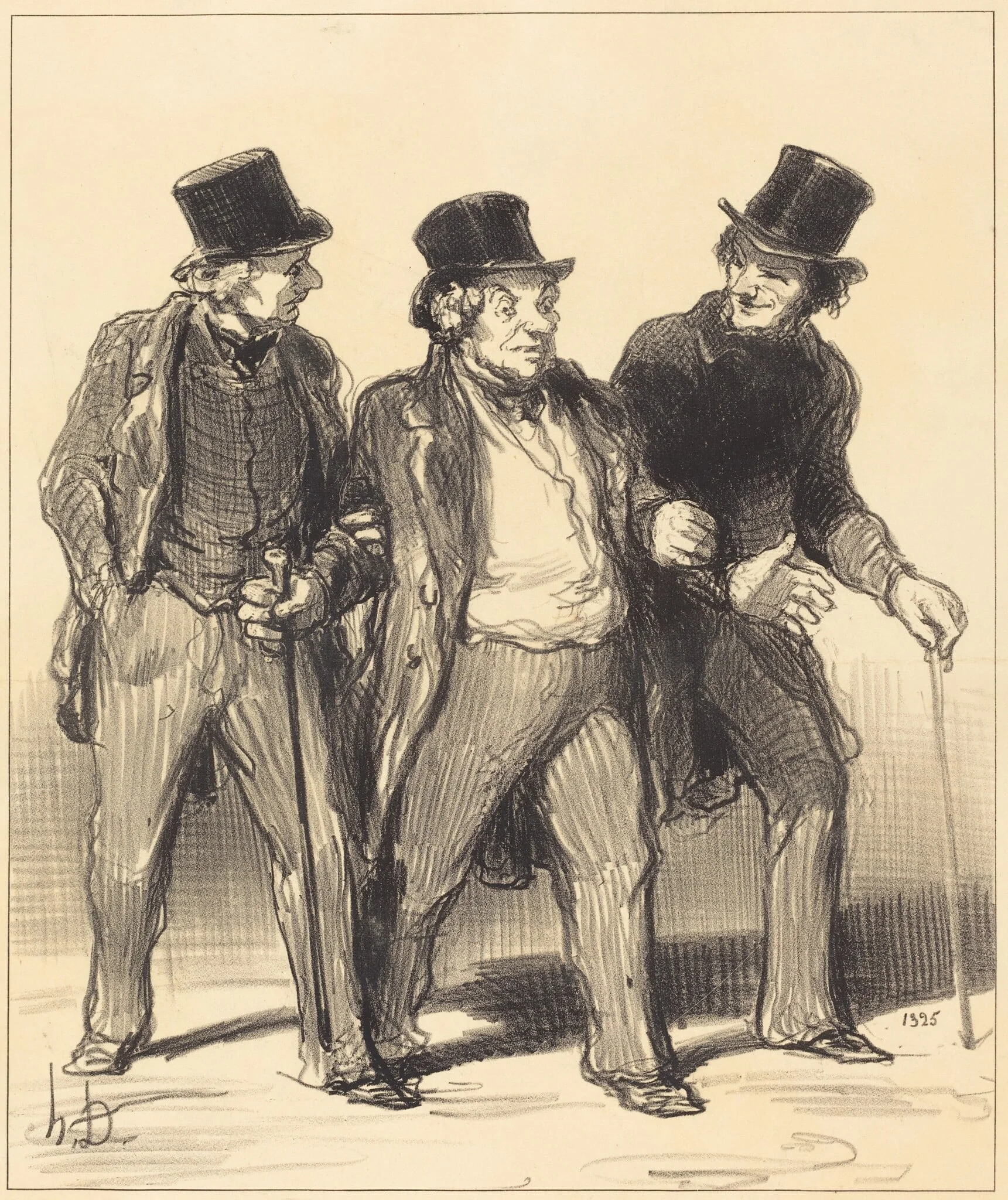 Il me semble que j'aperçois...  un... chien... pas muselé!..., by Honoré Daumier, ink, 1852