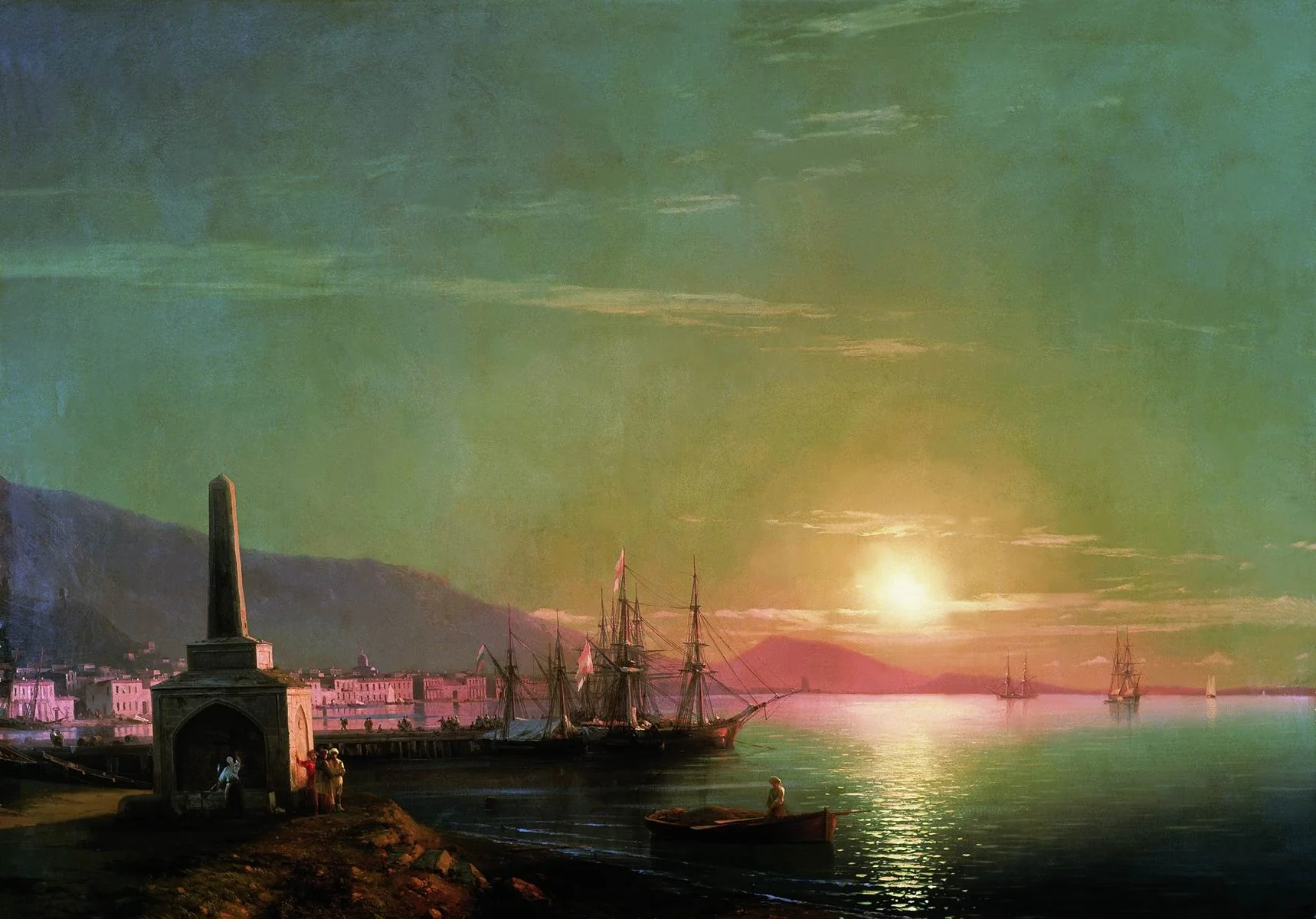 Theodosia Bay, sunrise, by Ivan Aivazovsky, oil, 1855