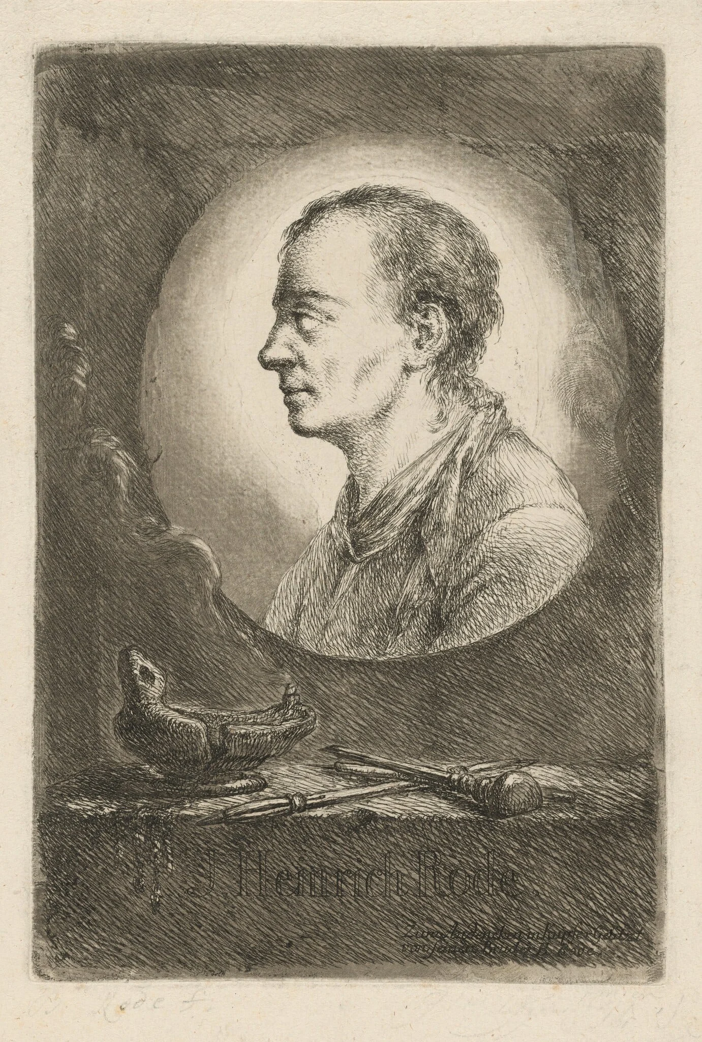Memorial Sheet for the Artist's Brother, Johann Heinrich Rode, by Bernhard Rode, ink, 1759