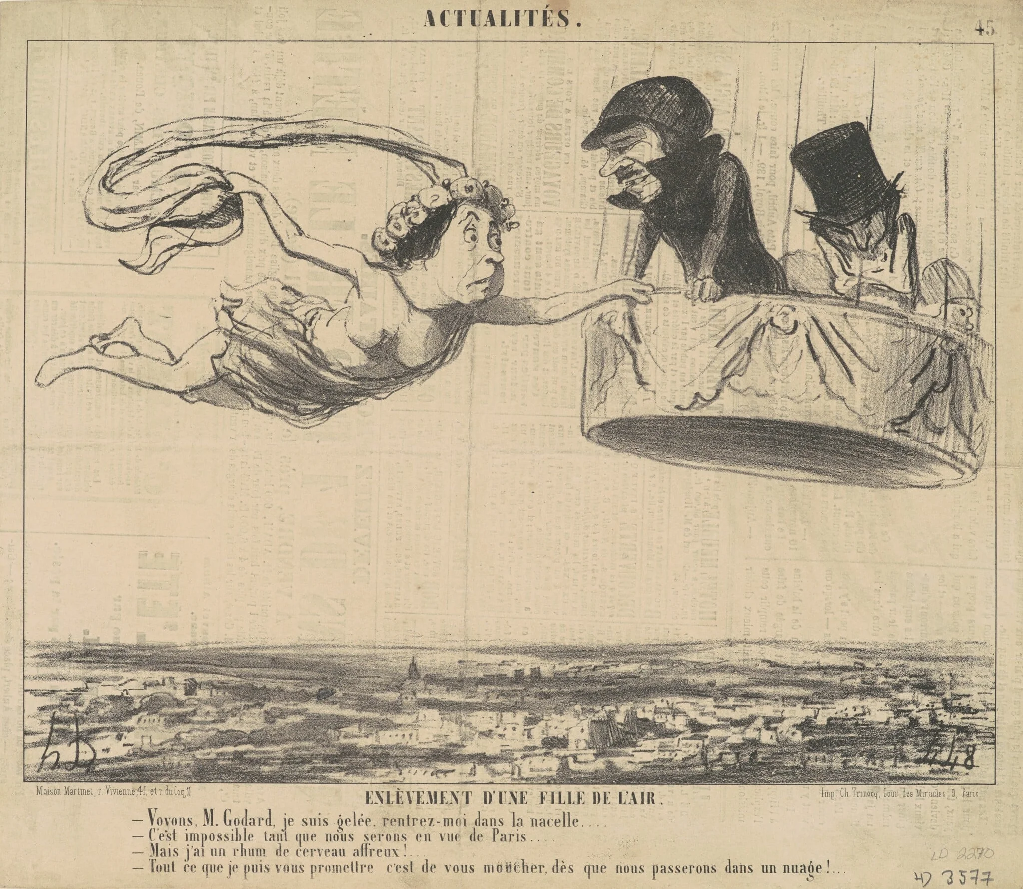 Enlèvement d'une fille de l'air, by Honoré Daumier, ink, 1852