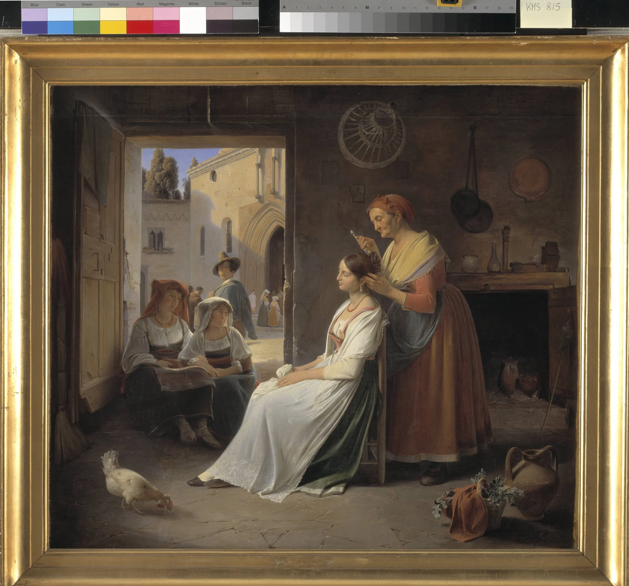 A Young Italian Woman being Adorned by her Mother, by Unknown, 1835