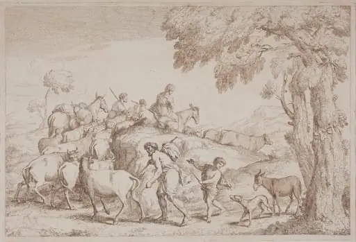 An Elderly Shepherd Seen from Behind