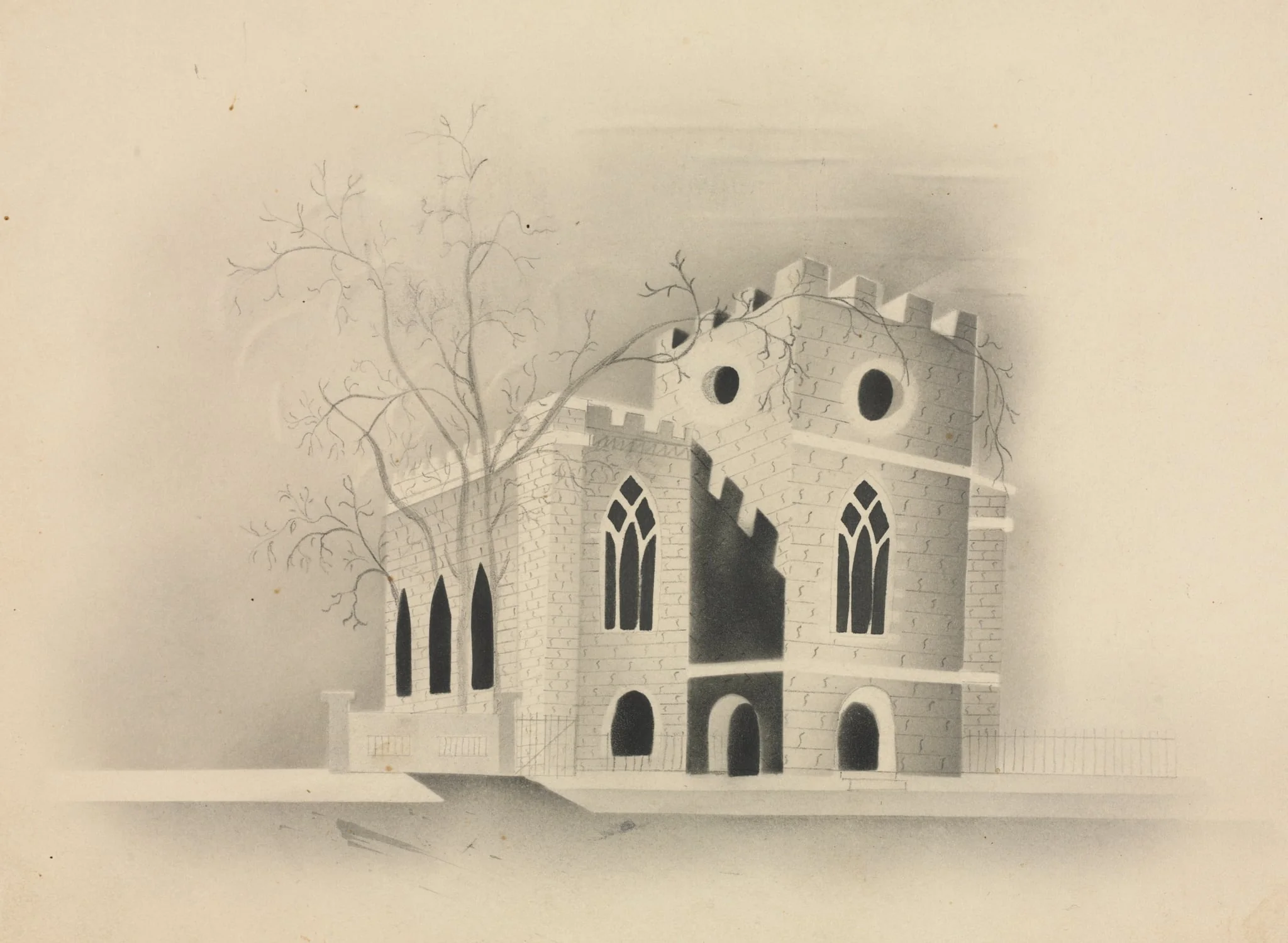 A Gothic Church by Moonlight, by Mary Altha Nims, 1840