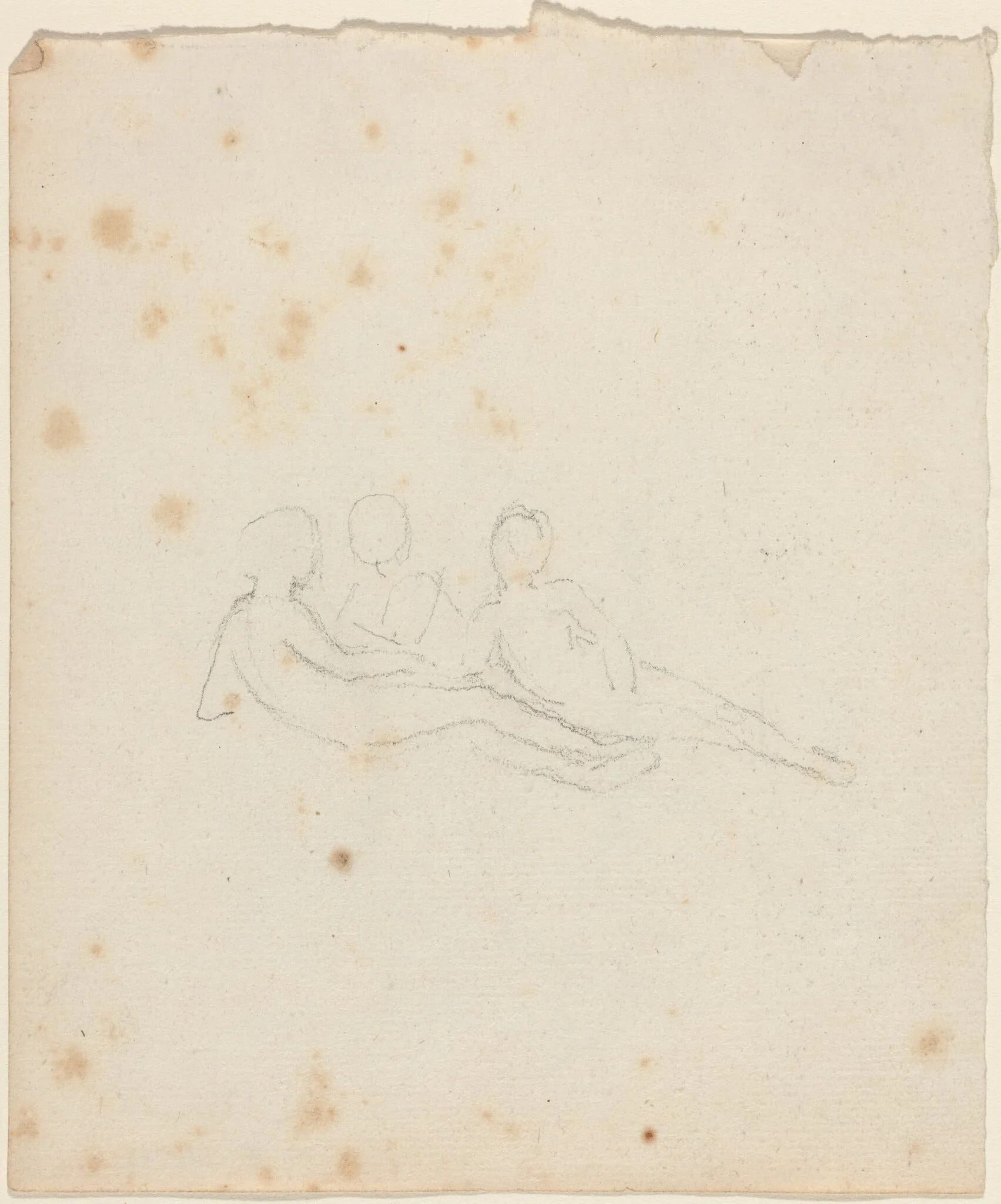 Three Reclining Female Figures, by John Flaxman, graphite, 1790