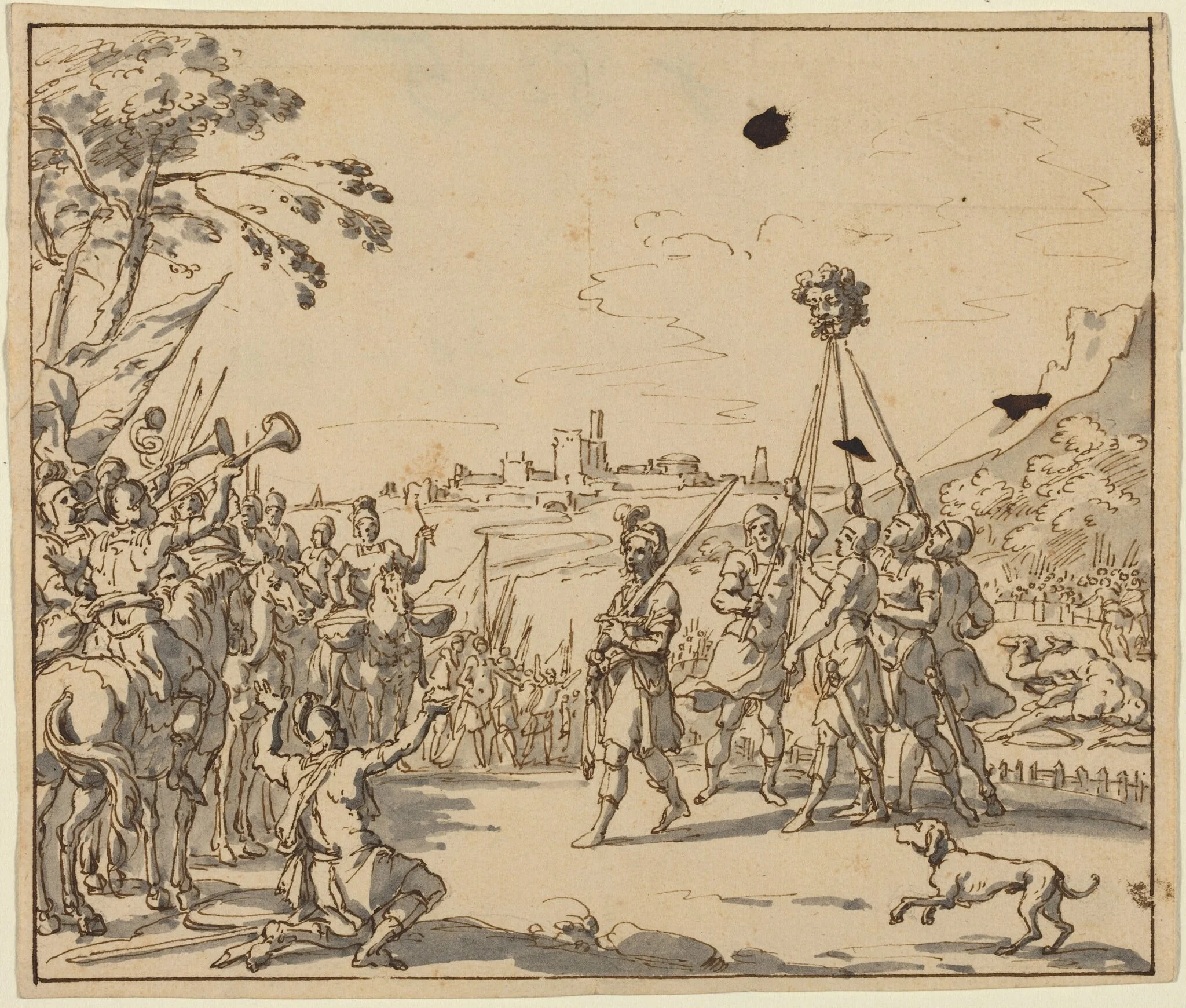 The Triumph of David, by Unknown, ink, 1700