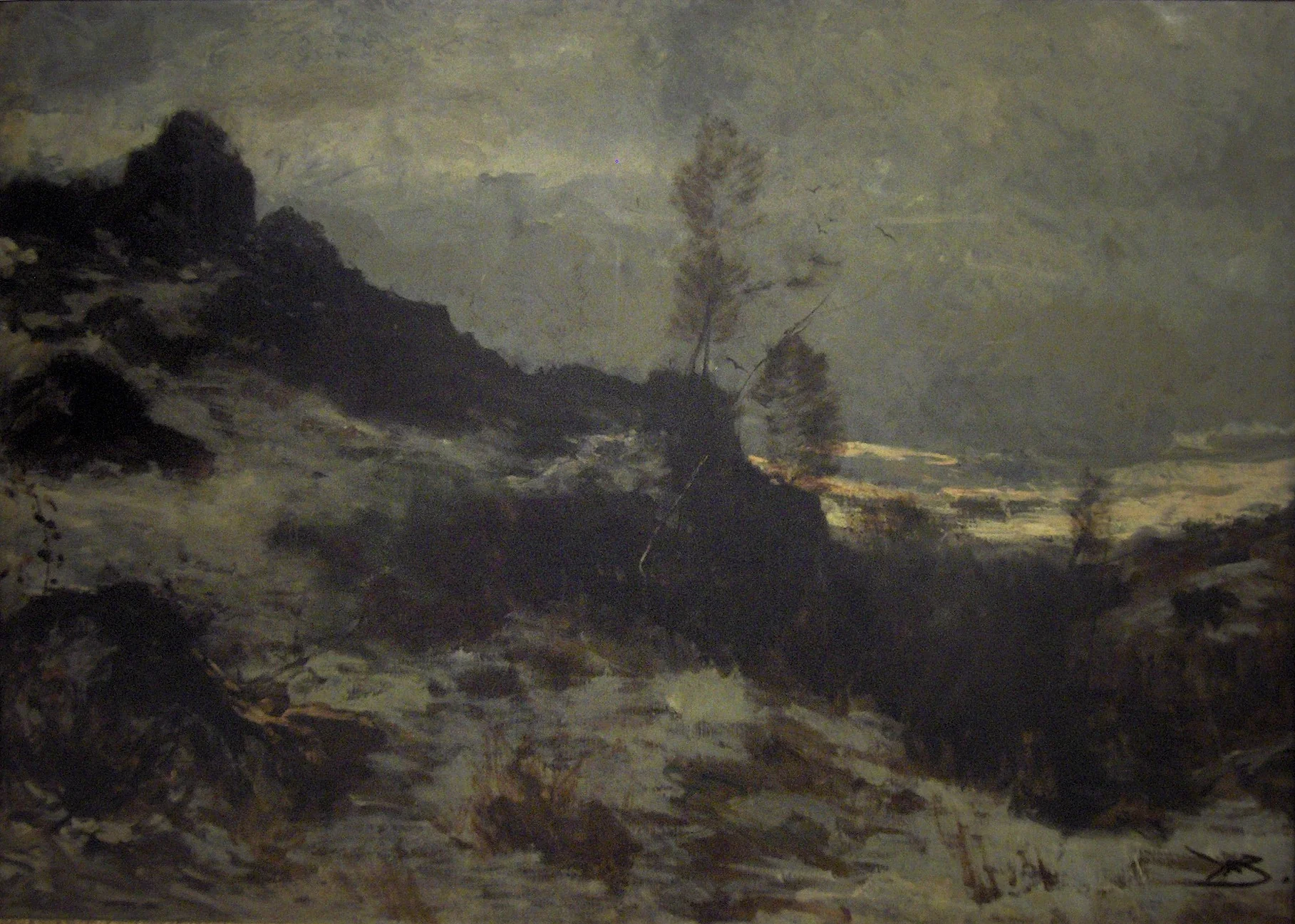 Dusk. Winter, by Hippolyte Boulenger, oil, 1871