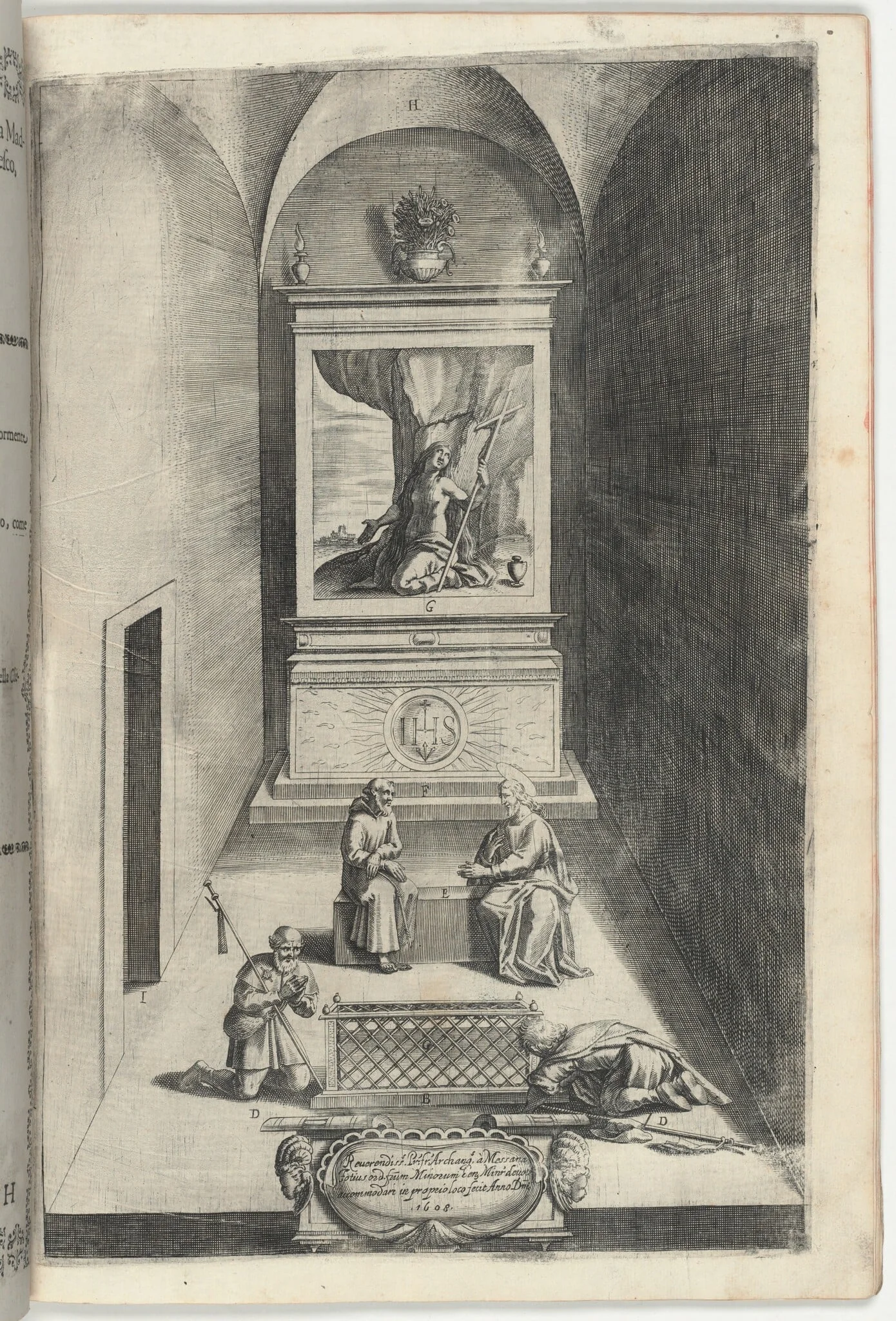Interior of the Chapel of Mary Magdelene (Interno della cappella della Maddalena) [plate H], by Jacopo Ligozzi, ink, 1612