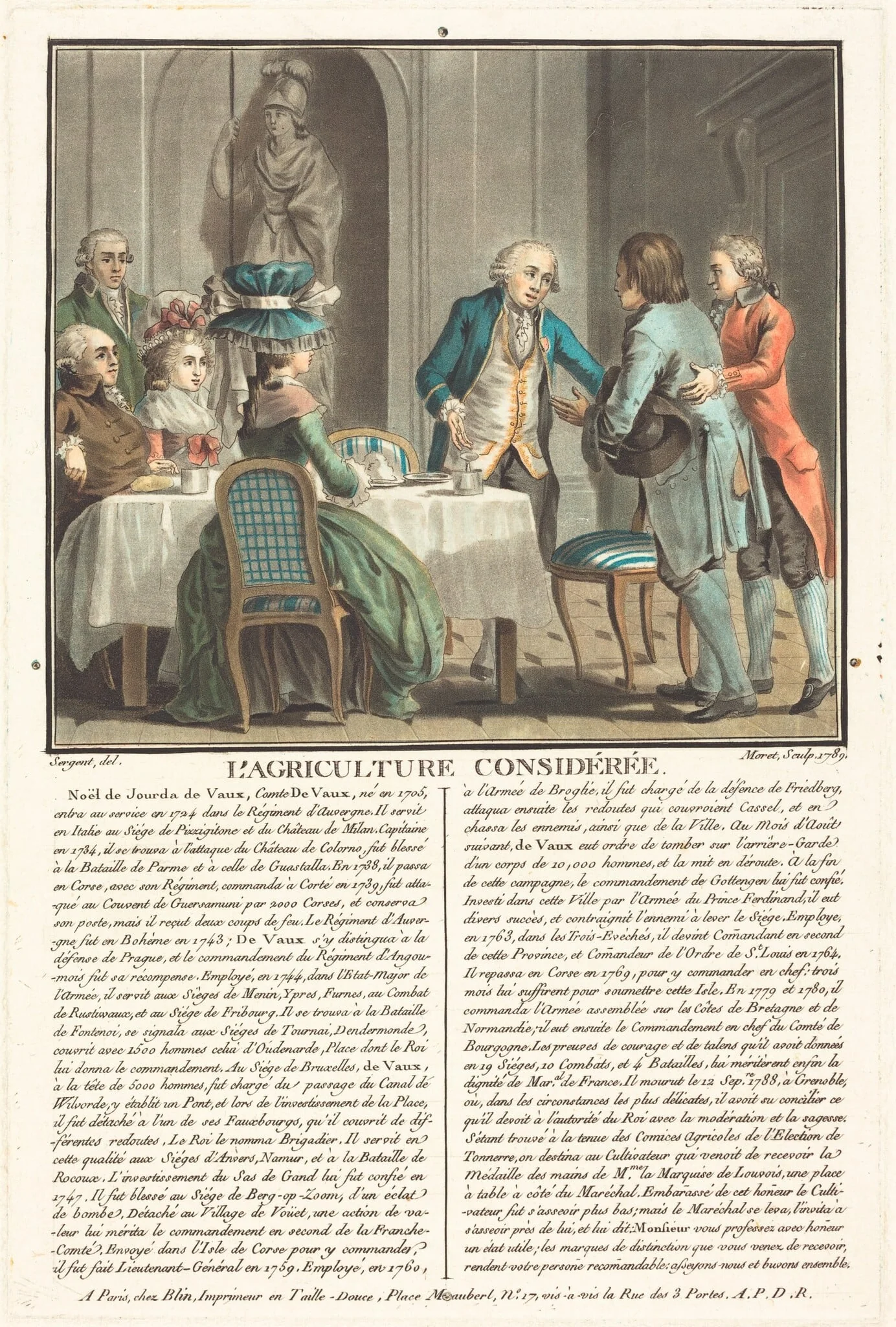 L'agriculture consideree, le Comte de Veaux, by Jean-Baptiste Morret, ink, 1789