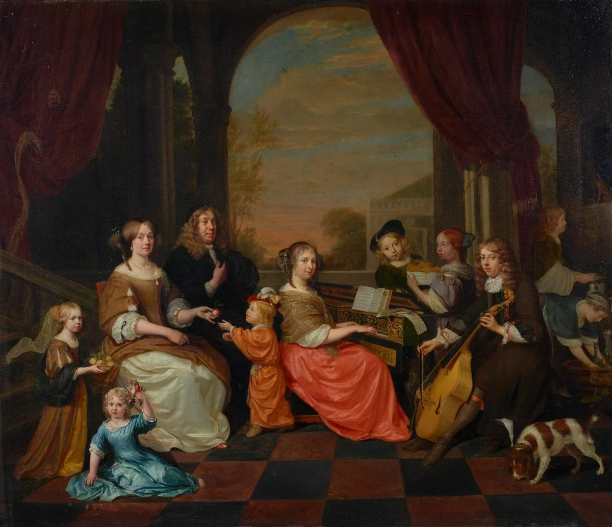 Gruppenbildnis einer musizierenden Familie, by Jan Verkolje, oil, 1671